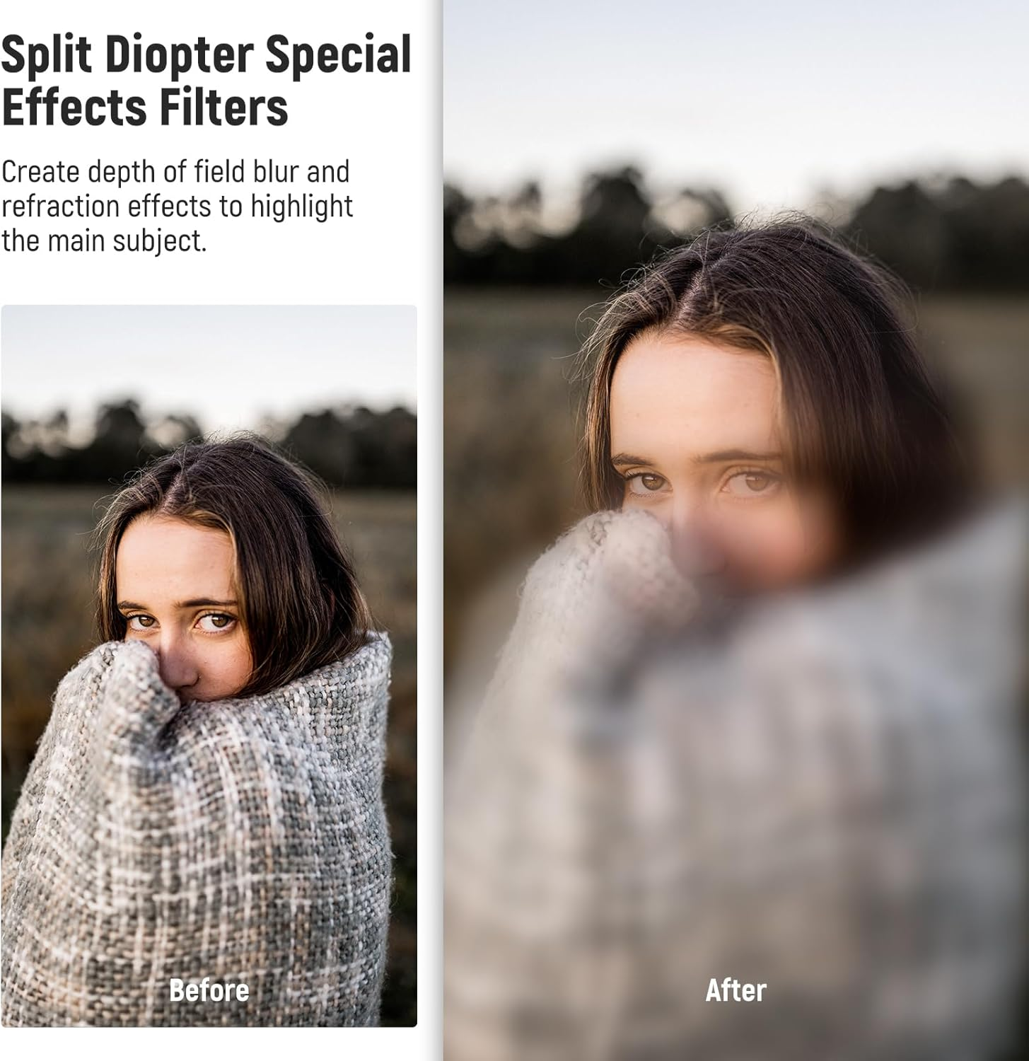 NEEWER 79Mm Split Diopter Effect Filter Half Domed Photography Prism Filter with Hand Grip, 1/4" Screw Hole for Magic Arm Small Tripod, BK9 Optical Crystal Glass Semicircular for Foreground Blur image number 2