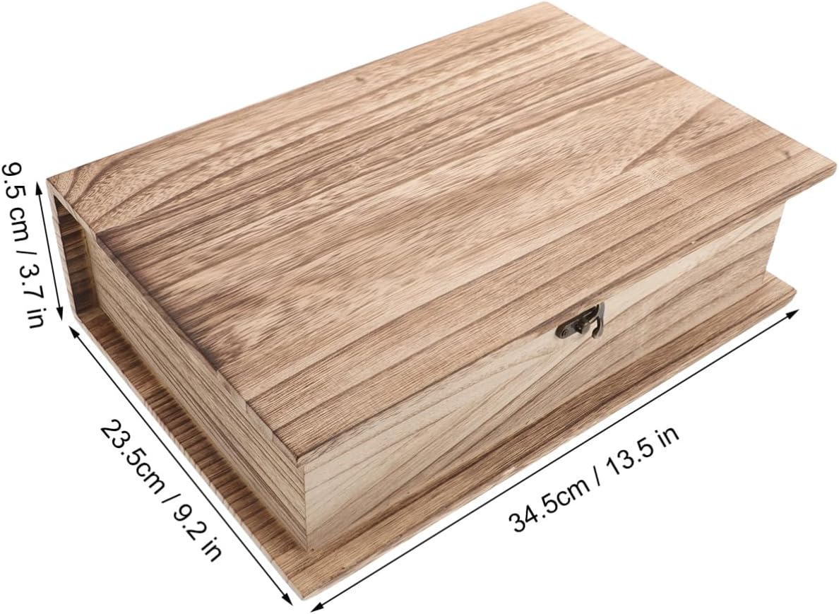 Wooden Hinged Lid Storage Box Large Rustic Rectangular Prayer Keepsake Case Clasp Lock for Home Office Memorial Organization image number 3