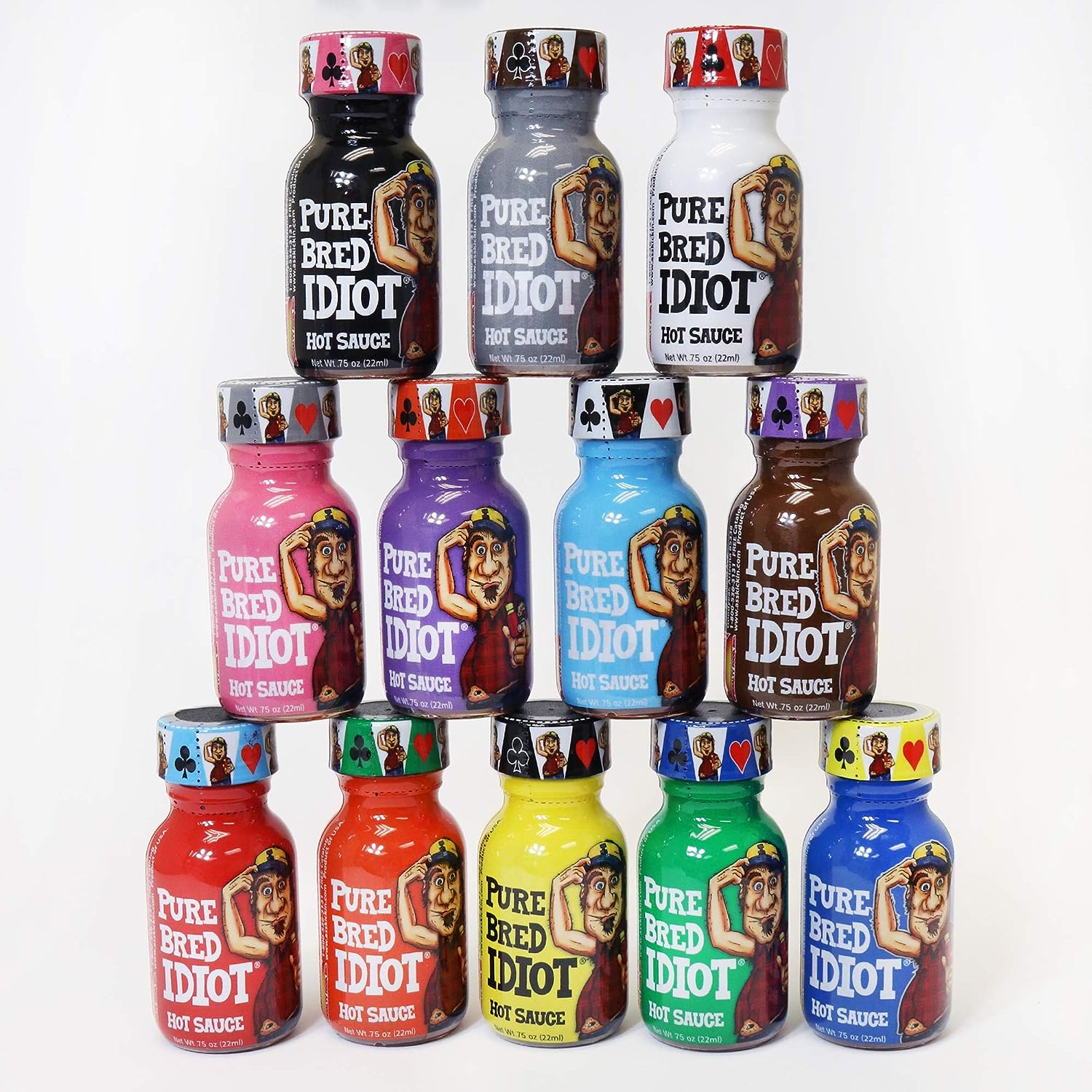 Pure Bred Idiot - Hot Sauce Roulette Game - 12-0.75 Ounce Bottles Hot Sauce Gift Set - Perfect Premium Gourmet Gag Gifts for Men - Spicy Challenge Hot Sauce Sampler image number 4