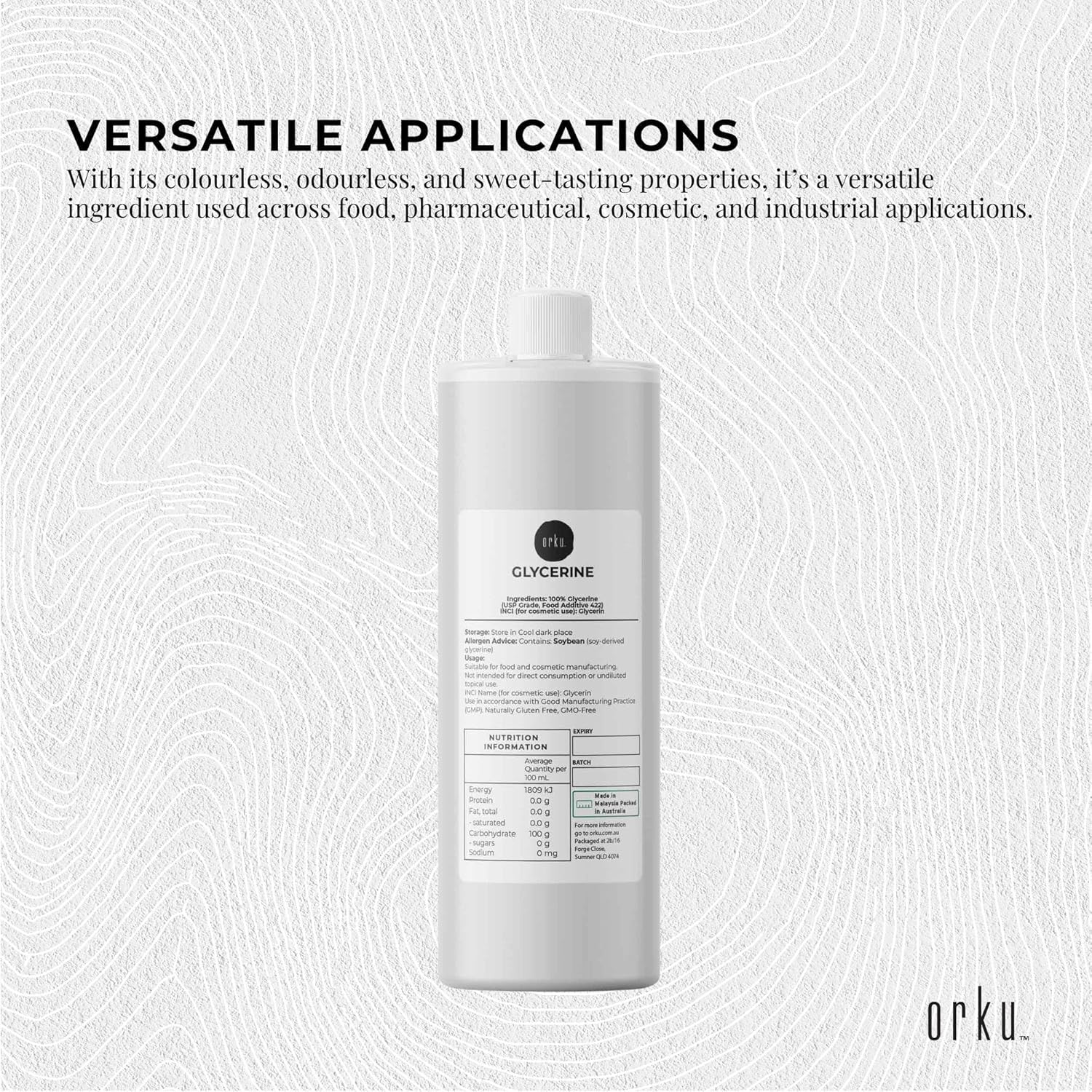 1L Glycerine Refined USP 99.9% Glycerol Pharmaceutical Vegetable Soybean Rapeseed image number 4