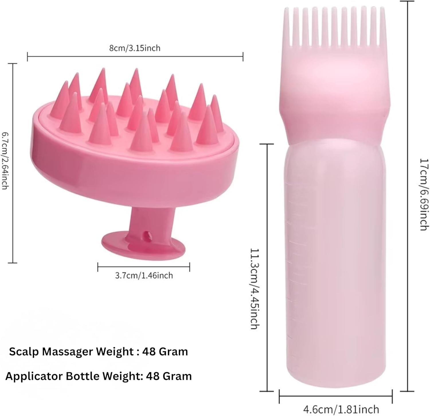 Root Comb Applicator Bottle 6 Oz/180 Ml with Scalp Massager Brush for Hair Dye, Shampoo, Oil Treatment & Scalp Care, Hair Coloring and Liquid Applicator Tool (Pink) image number 4