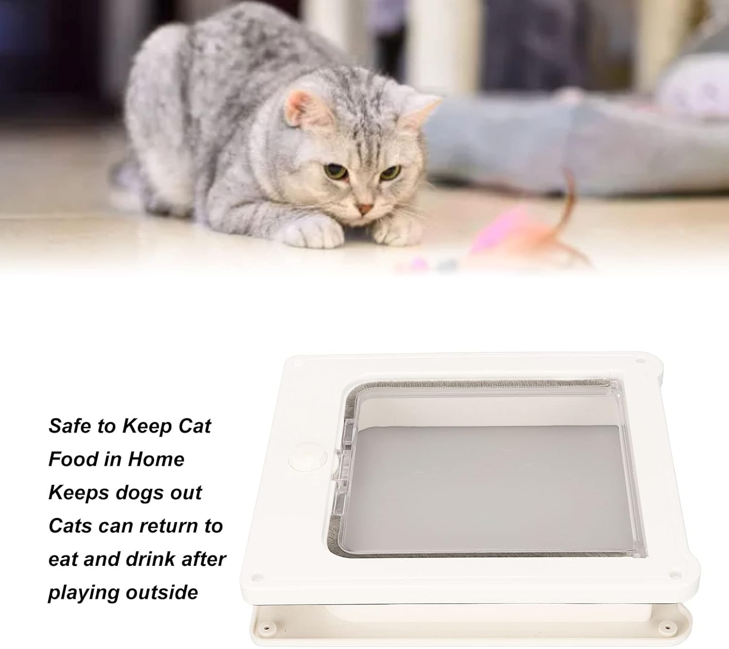 Pet Flap Door Magnetic Lockable 4 Modes Noiseless Automatic Cat Door for Cattery Pet Cage, Strong and Durable Pet Door for Cats, Kitty Door image number 2