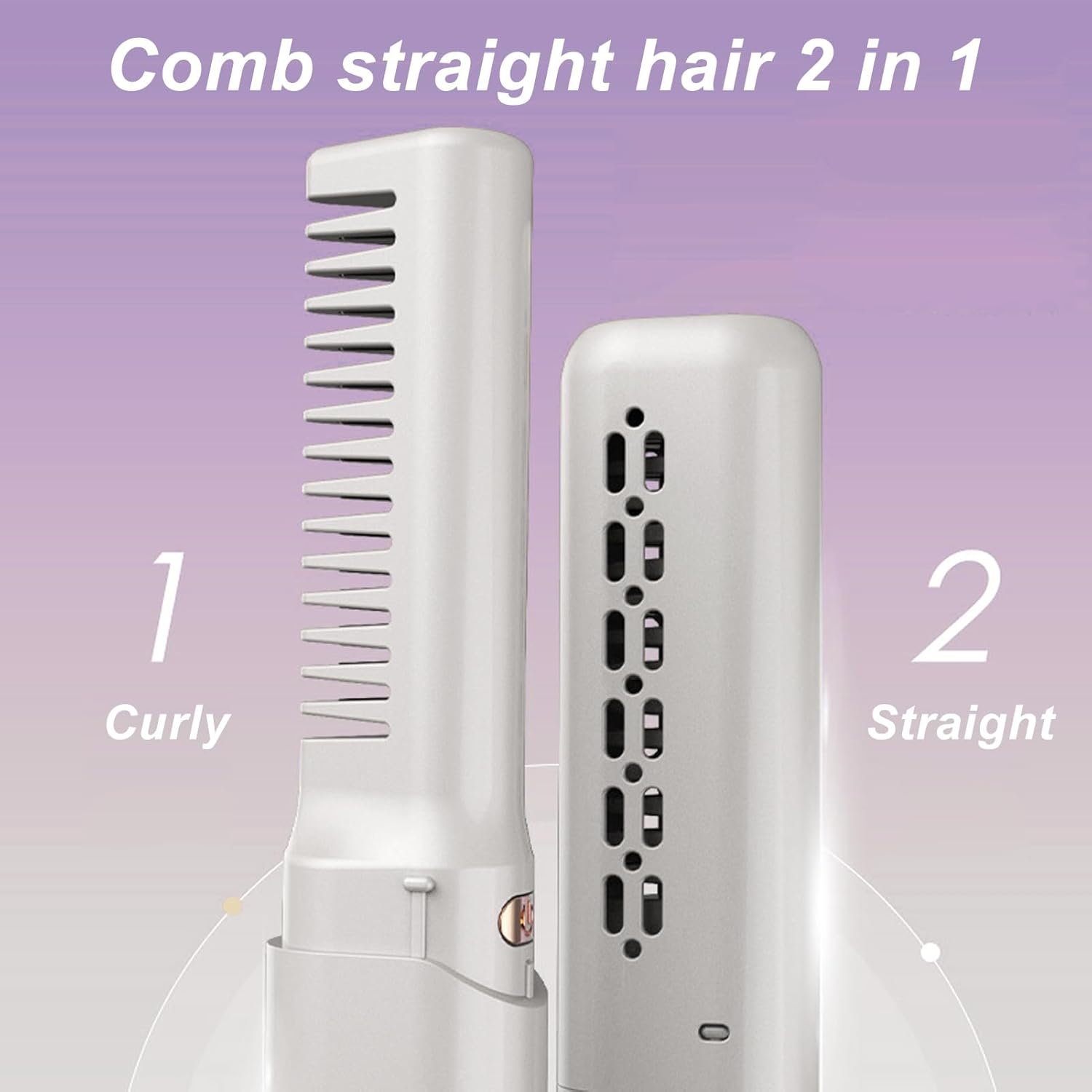 Rechargeable Mini Hair Straightener, Portable Straightening Brush, anti Scald Type C Cordless Hair Straightener with 3 Adjustable Temperature for All Hair Types (Khaki) image number 4