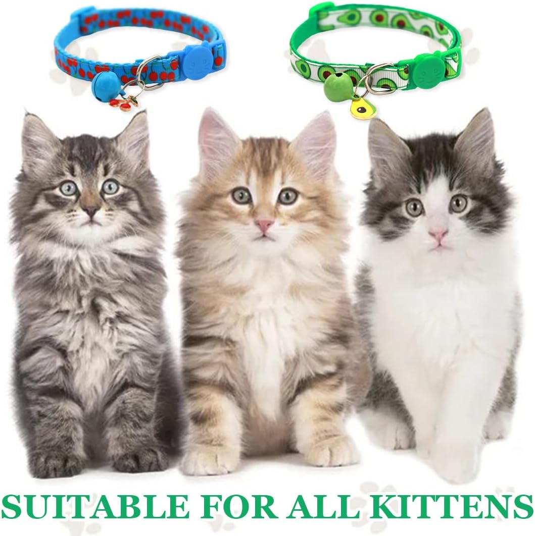 Set of 4 Adjustable Cat Collars, Cat Collar with Safety Clasp and Bell, Cat Collars, Quick Release Kitten Collar with Bell image number 1