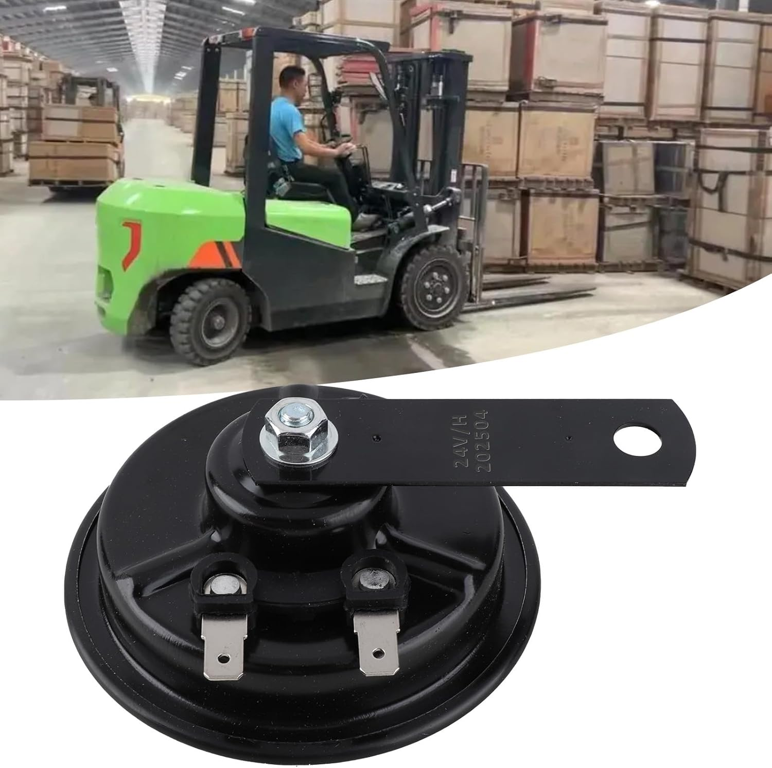 Forklift Electric Horn, Electric Forklift Horn Replacement, 105Db High Volume Warning Alarm for Truck Car Excavator Heavy Duty Vehicle (24V 3A) image number 3