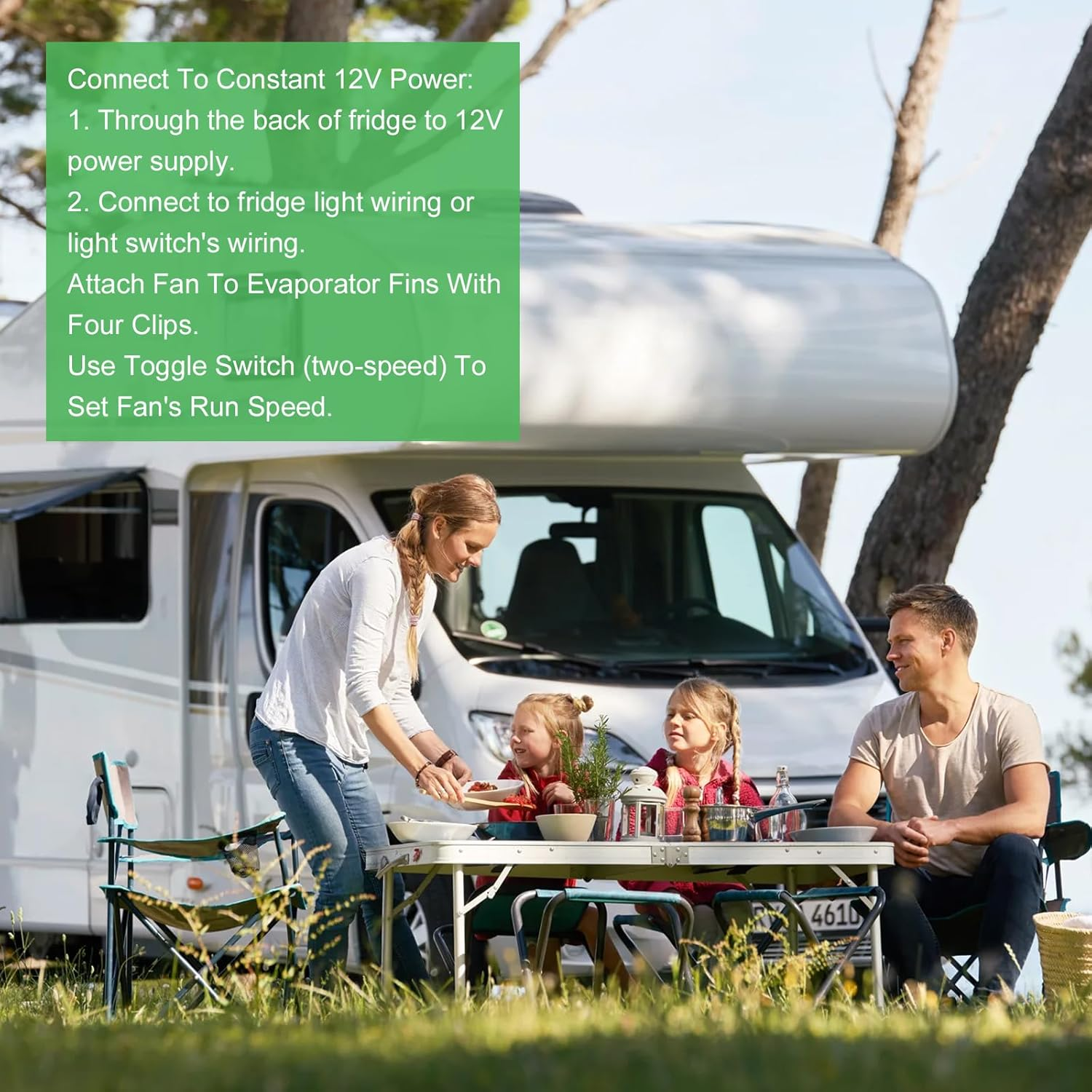 12V RV Refrigerator Cooling Fan RV Fridge Evaporator Fin Fan with Three 2.5" Powered Fans, Adjustable Speed, Prevents Ice, Optional Remote Control, High Airflow, Quiet Operation image number 1