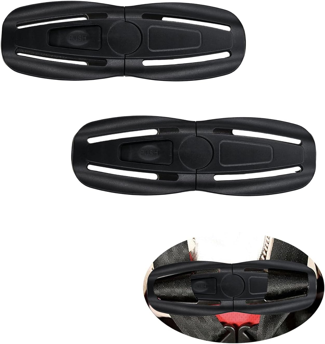 2 Pcs Seat Chest Harness Clip Seat Buckle Lock Stroller Chest Clip Universal Replacement for Baby and Kids Trend,Adjustable Guard (Black) image number 4