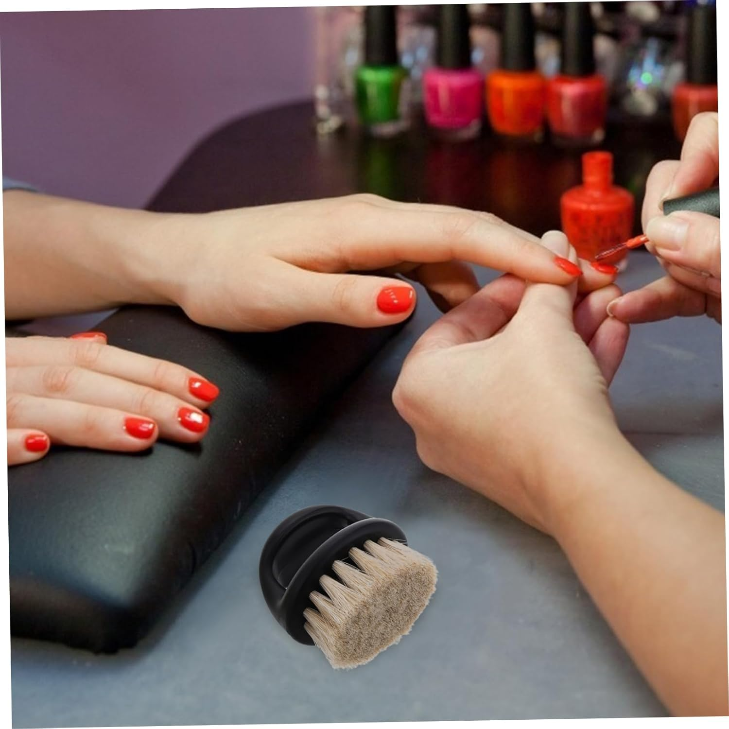 PLAFOPE 2Pcs Professional Nail Care Tools Fingernail Brush Cleaner Soft Bristle Nail Art Dust Brush Versatile for Salon Home Use Portable image number 2