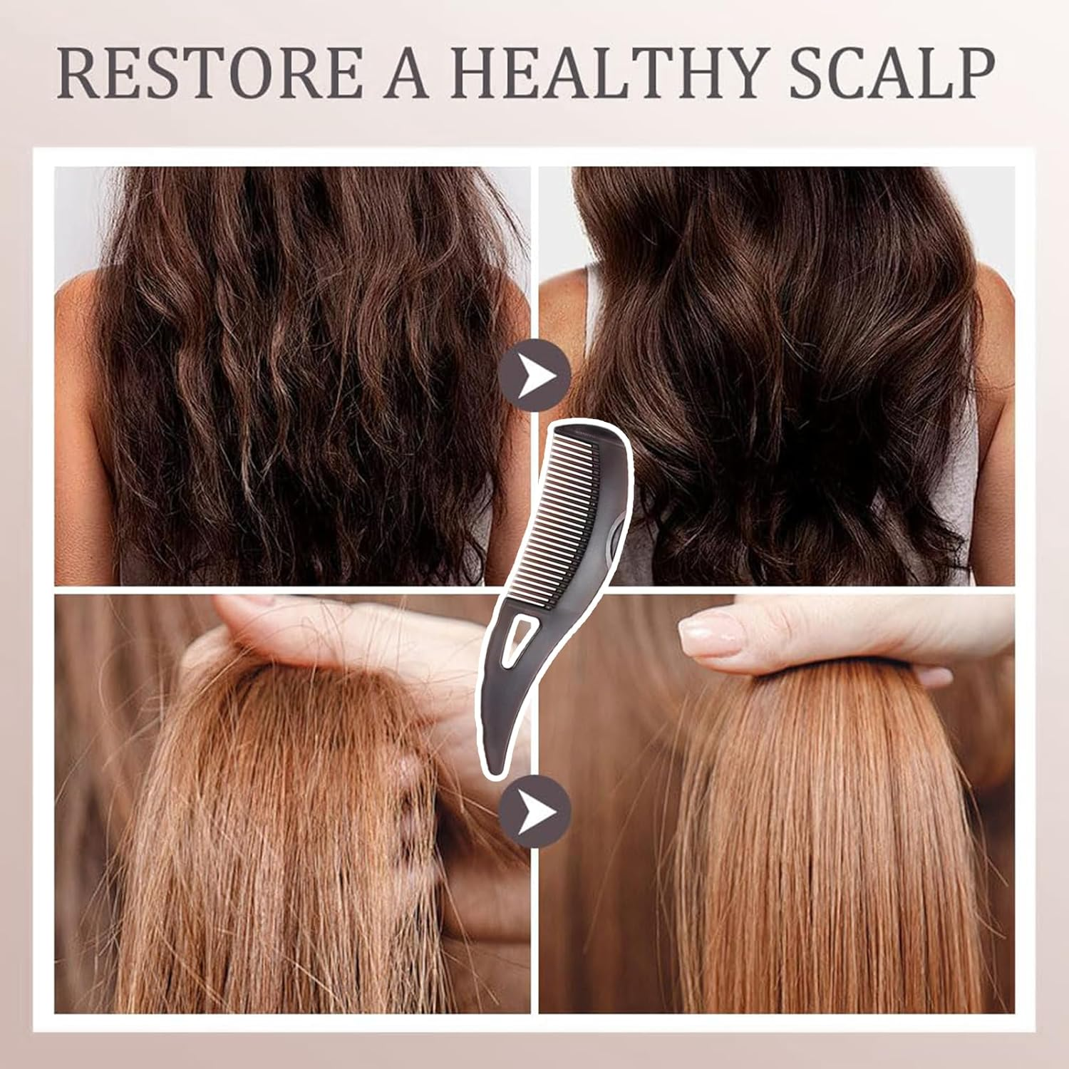 NATOSU Dandruff Comb, Hollow Tooth Hair Brush for Refreshing Scalp Massage, Removing Dandruff Grime, Reducing Itching, Scalp Care Comb with Skin Scratching Handle image number 3