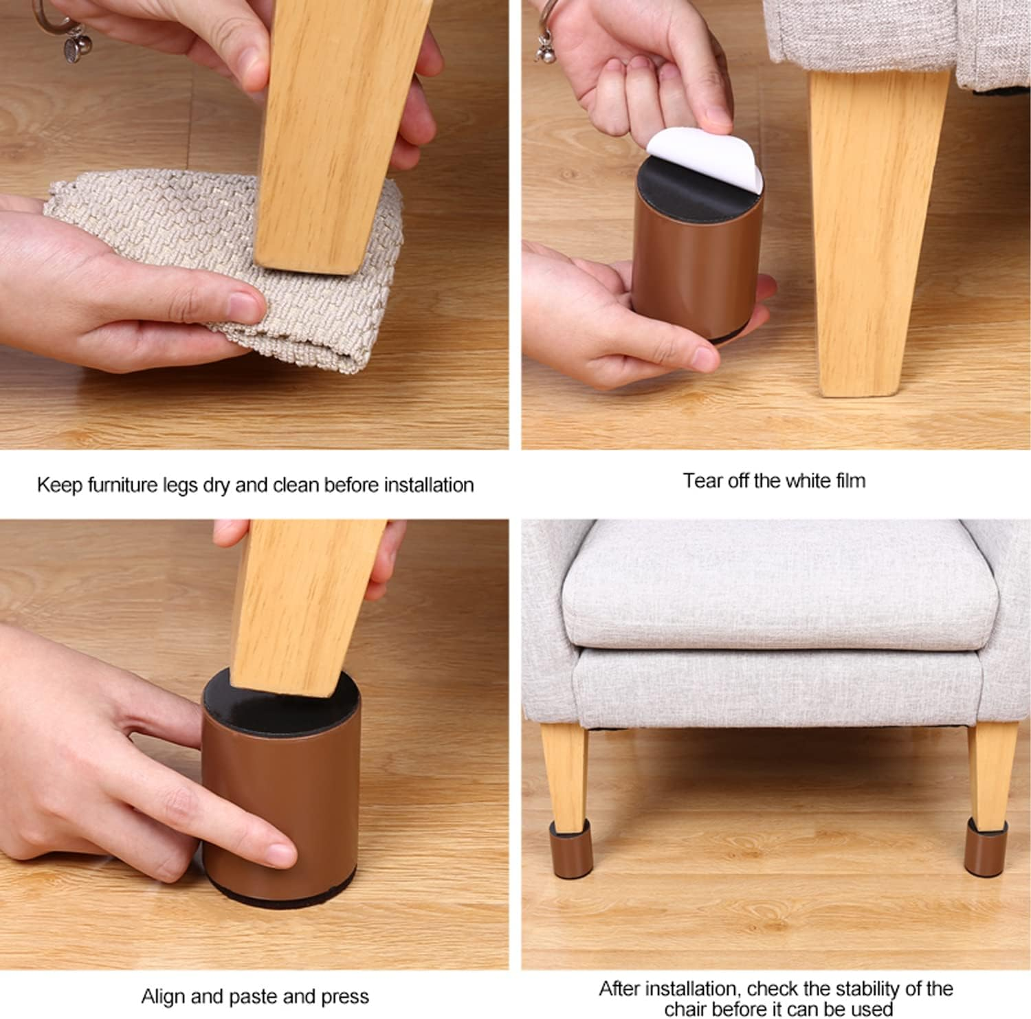 Furniture Bed Risers 2 Inch Carbon Steel, BRUIQIM Self-Adhesive Bed Riser, Table Riser, Sofa Riser, Furniture Riser Adds 2" in Height,Solid Steel Bed Riser Supports 5000 Lbs (Brown, Black) image number 5