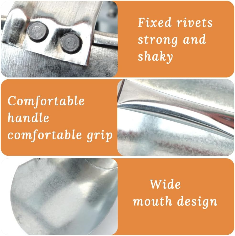 Two-Pack Metal Feed Shovel with Closed Handle for Comfortable Grip, Stainless Steel Livestock Feed Shovel Tool, Large Garden, Food, Farm Livestock, Homestead Farming Use image number 5