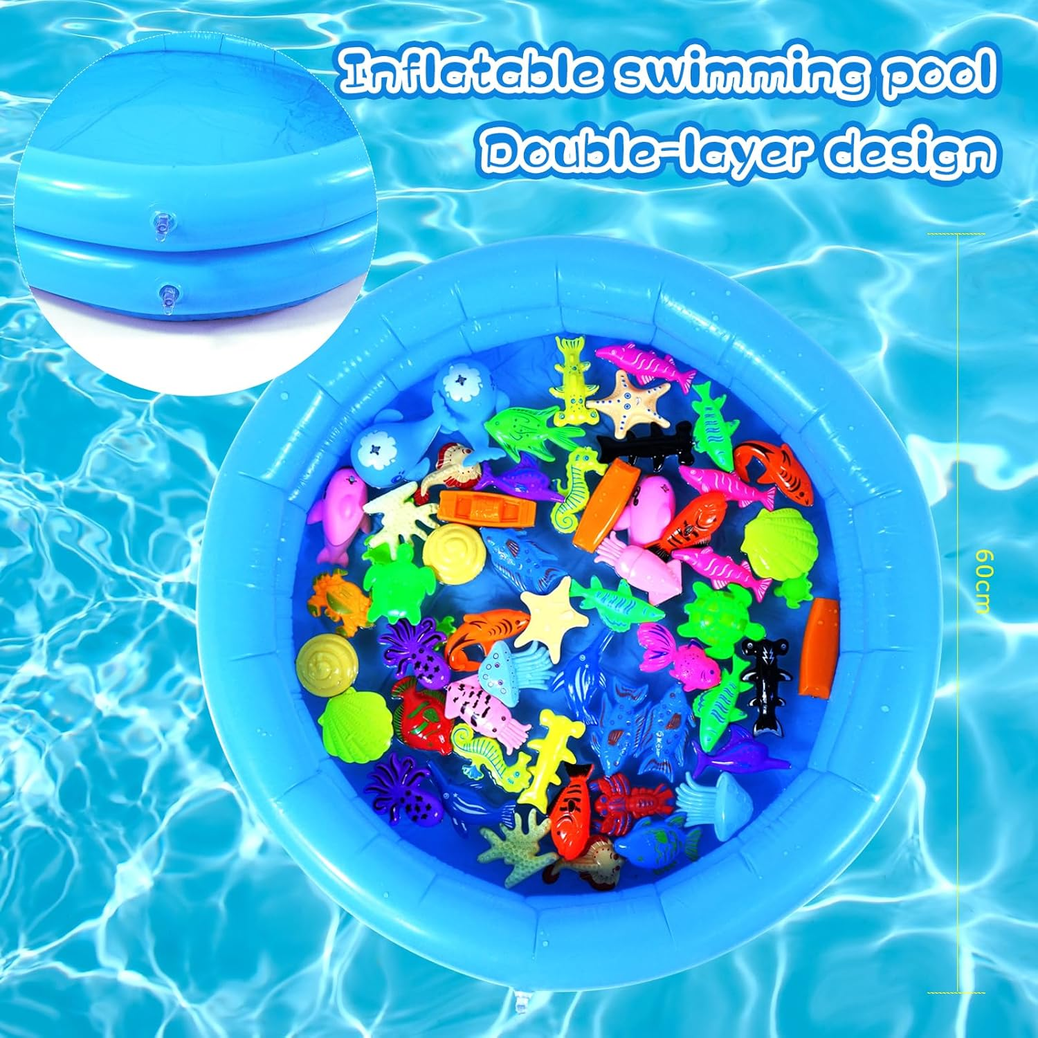 70PCS Magnetic Fishing Bath Toys Game Set,Swimming Fish Toys for Bathtub,Water Table Bathtub Toys for Toddlers Kids Age 3-6, Pool Toys for Pretend Play&Education Teaching&Learning Colors image number 1