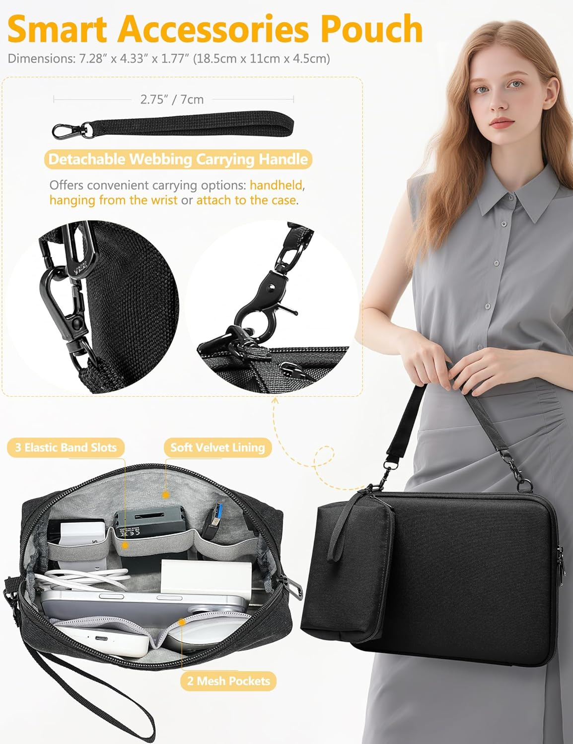 HYZUO 15-16 Inch Hard Shell Case Laptop Sleeve Bag for Macbook Pro 16 M4-M1, Macbook Air 15 M4 M3 M2, 15" Surface Laptop, Dell XPS 15/16, HP Envy/Pavilion 15, ASUS Vivobook/Zenbook 15, Black image number 2