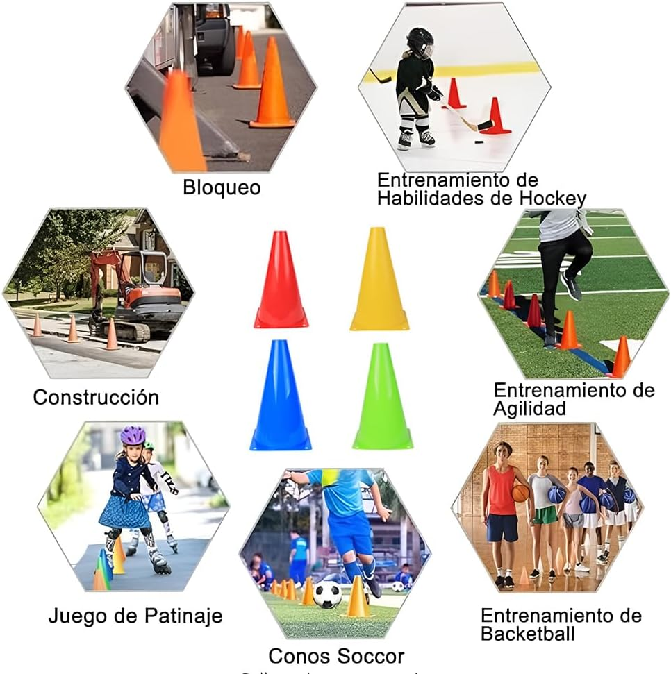 TOMVAES Agility Training Equipment Set - Includes 12 Cones,4 Hooks,12 Ground Obstacles,Agility Ladder,Jump Rope,Carry Bag,Football Kick Trainer for Soccer Basketball Boxing Softball Footwork Sports image number 2