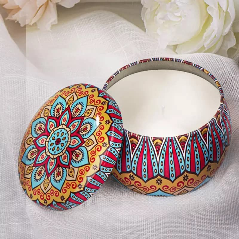 Scented Candles - Gift Set - Pack of 4 Natural Scents - Citronella Oil, Fresh Lychee and White Tea, Ocean Breeze and Misty Forest - Long Burning Hours Tin Candle - Dewali Gift Set image number 5