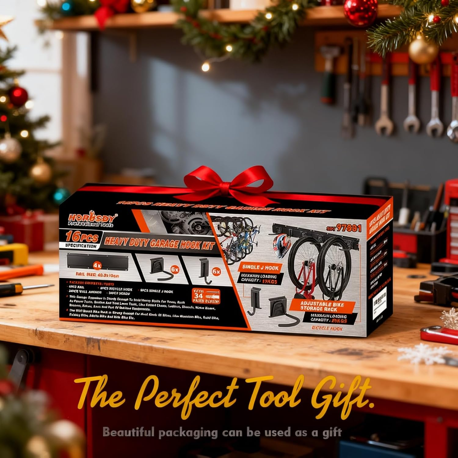 HORUSDY Bike Storage Rack, 6 Bike Racks and 6 Helmets Hooks, Wall Mounted Bike Storage Rack, Max Capacity 600Lbs image number 2