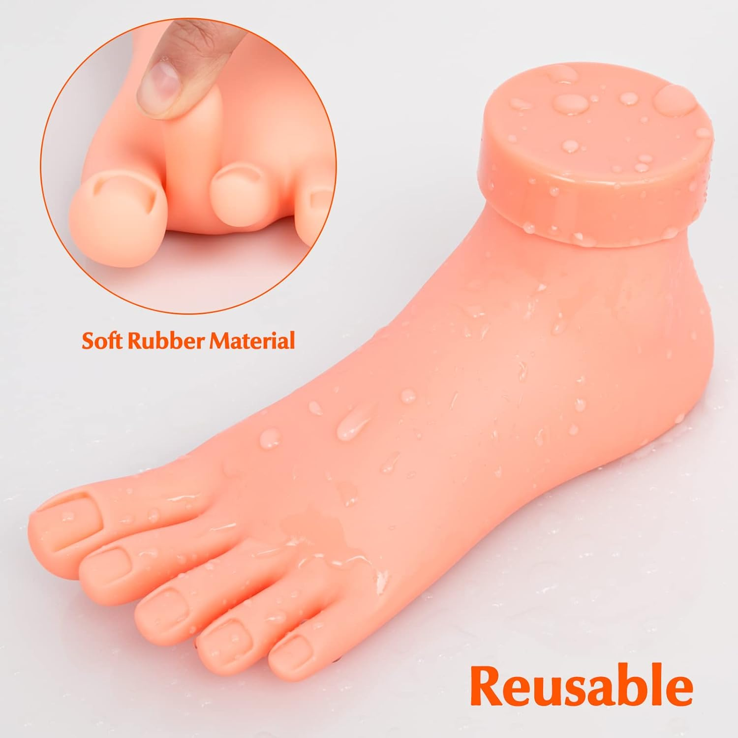 Practice Foot Model 1 Pair Flexible Soft Silicone Prosthetic Manicure Tool for Nail Art Training image number 5