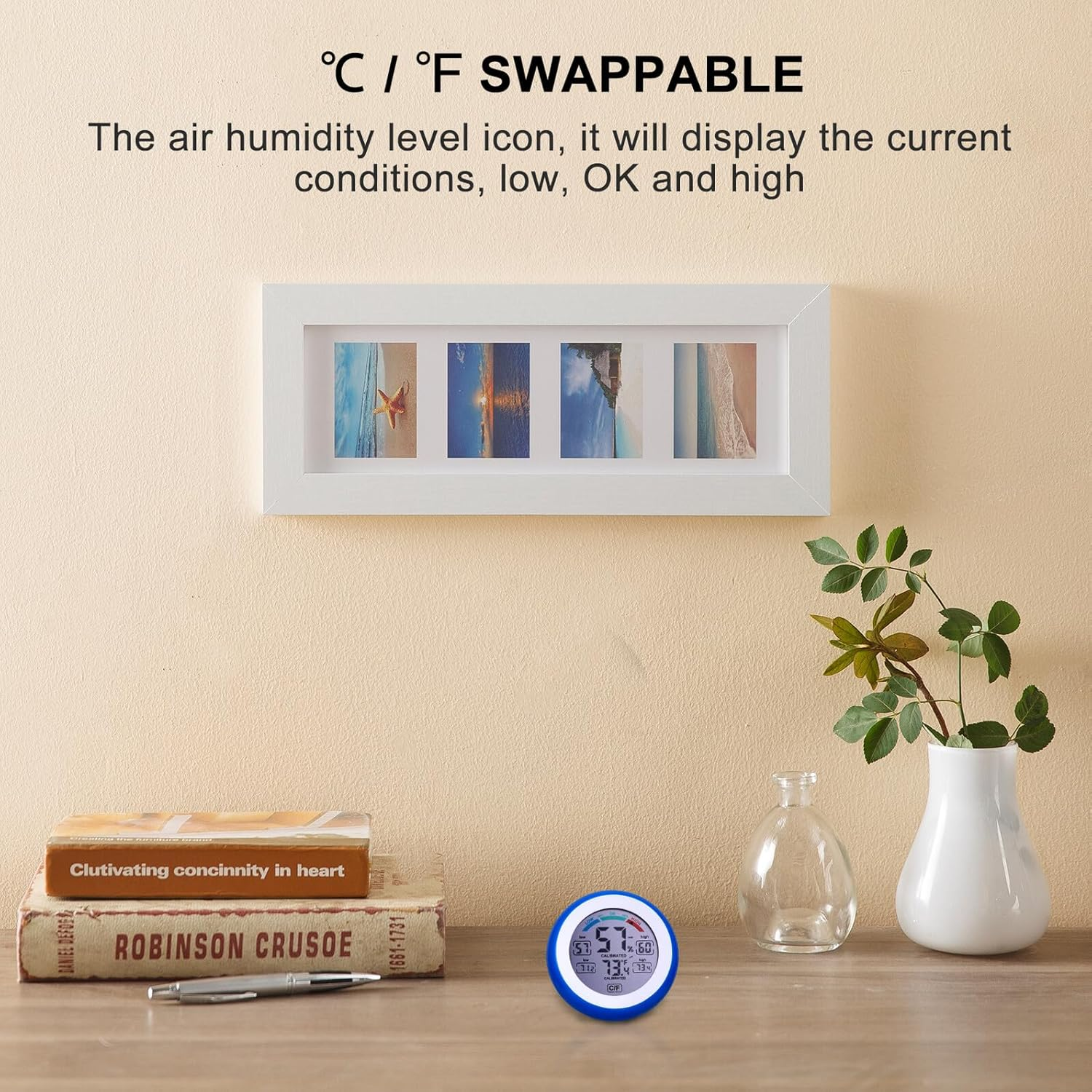 Outanaya Multi-Functional Digital Hygrometer and Indoor Thermometer with Touchscreen High Precision Temperature and Humidity Monitor Celsius Fahrenheit Switchable Comfort Level Display For image number 1