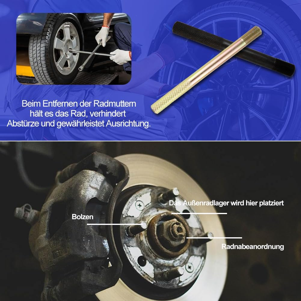 Tyafzzn Tyre Mounting Aid, 10-Piece Mounting Aid Car Tyres, Wheel Mounting Aid Set, 2 Pieces M15 X 1.25/M12X1.5/M12X1.25/M14X1.5/M14X1.25 Wheel Mounting Aid Fixing Bolts image number 6