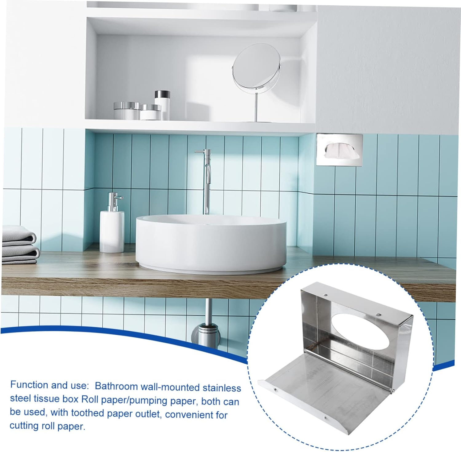 Alipis Modern Mirror Paper Box Tissue Storage Box Steel Frame Tissue Paper Holder image number 5