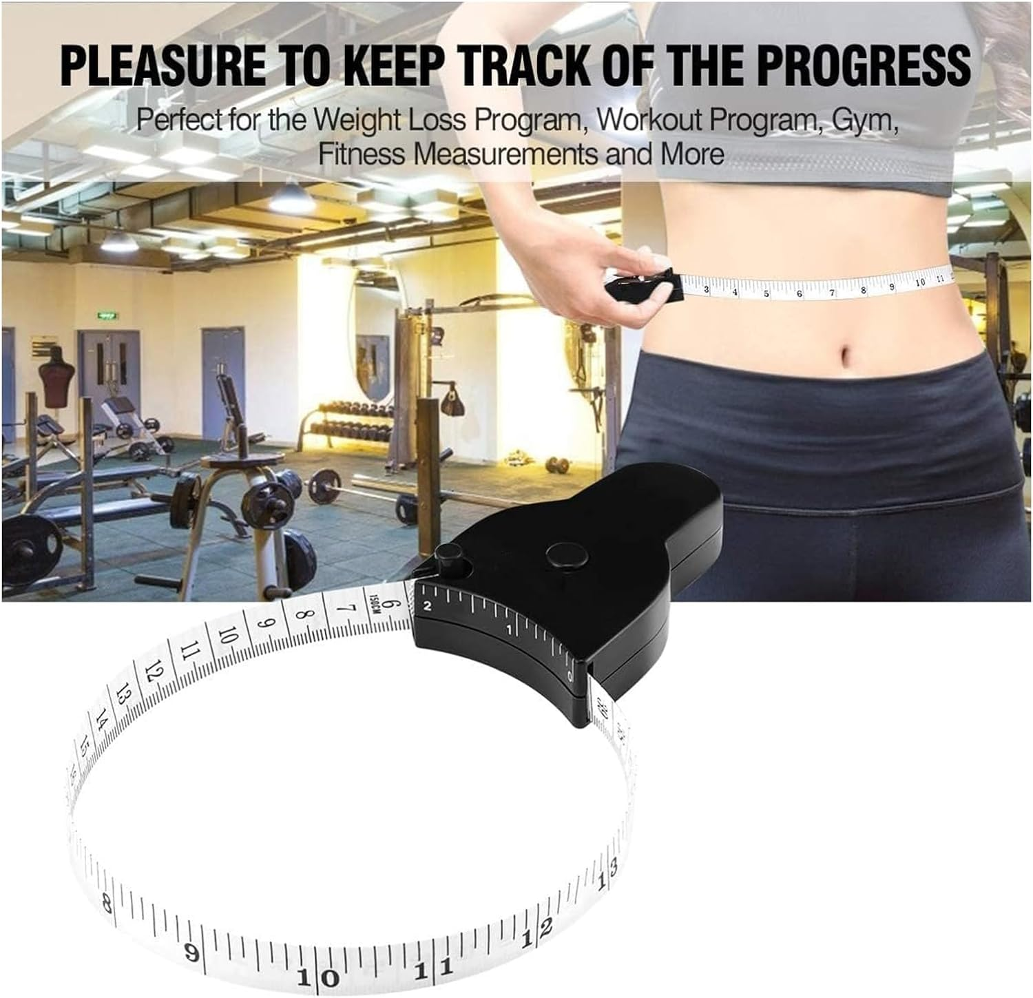 Body Measure Tape-Retractable Digital Body Measuring Tape for Weight Loss, Muscle Gain, Fitness Bodybuilding-150 Cm image number 1