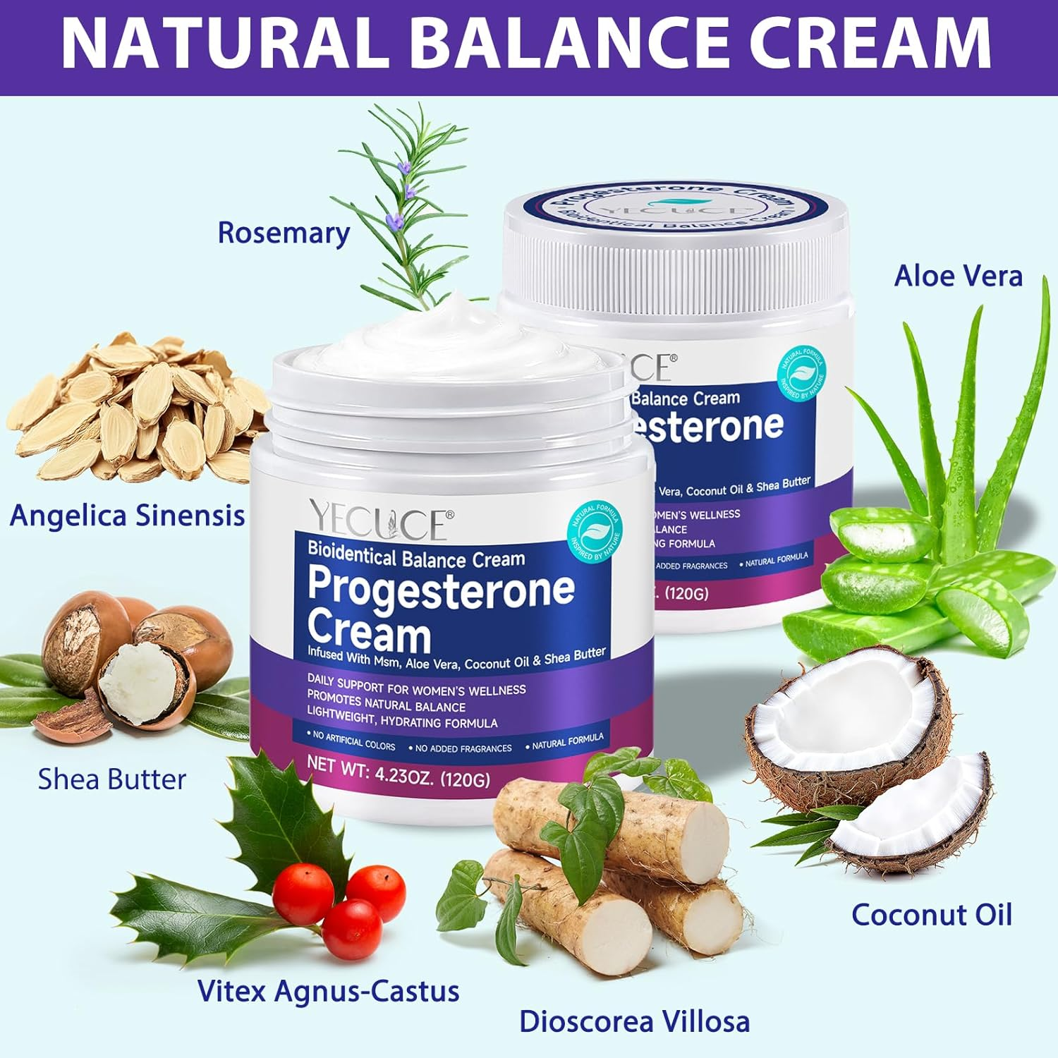 Progesterone Cream 120Ml, with Naturals Wild Yam & Dang Gui - Feminine Estrogen Hormonal Balance Cream, Hormone Care Moisturiser, Vegan Formula image number 4