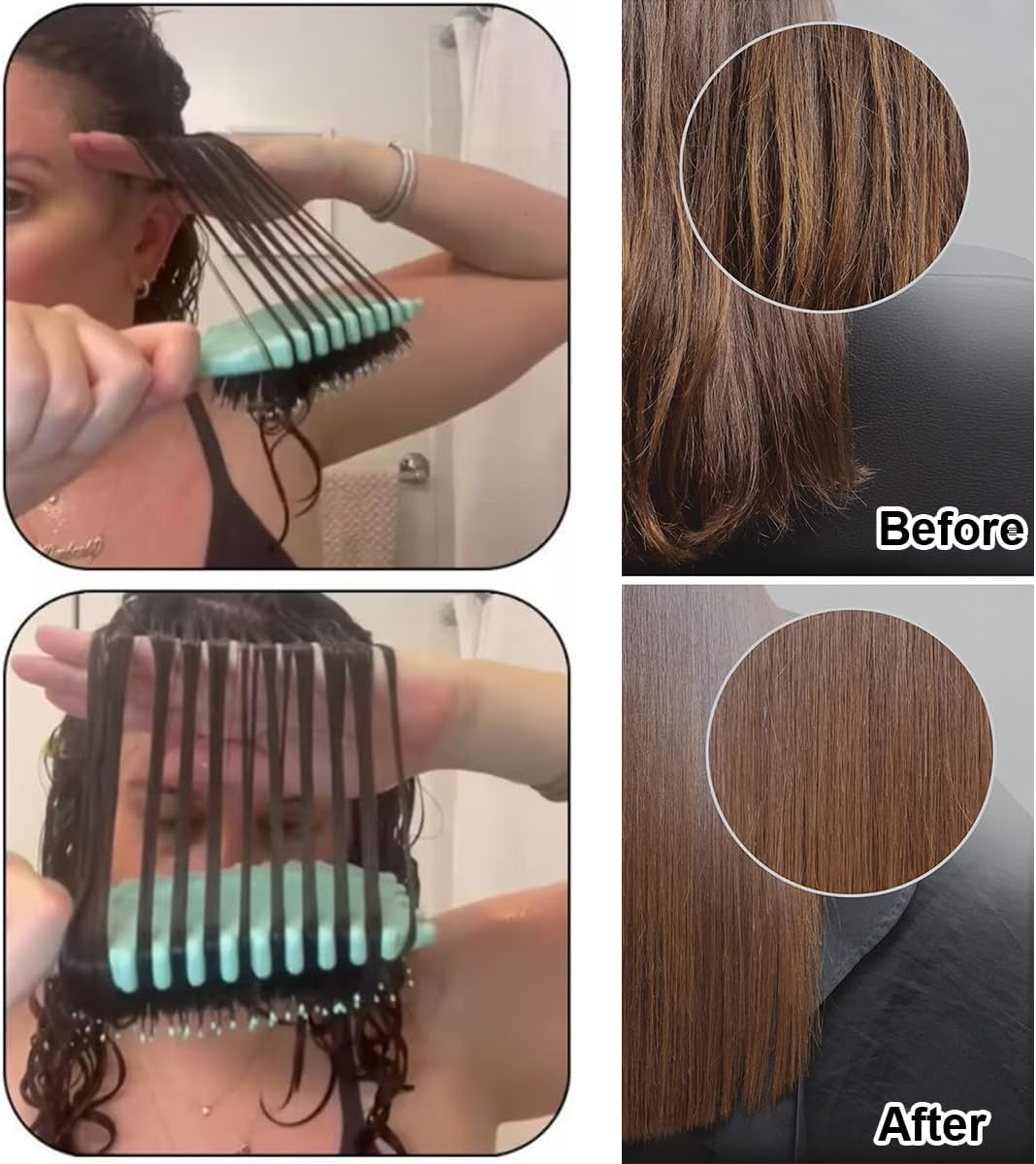 Ruayia Tooth Combs + Shark Tooth Comb Women, Wide Tooth Comb Kit for Men, Hair Styling Salon, Highlight Comb, Wide Tooth Comb, Curling Brush, Curling Comb, Coarse Teeth - Cyan image number 5