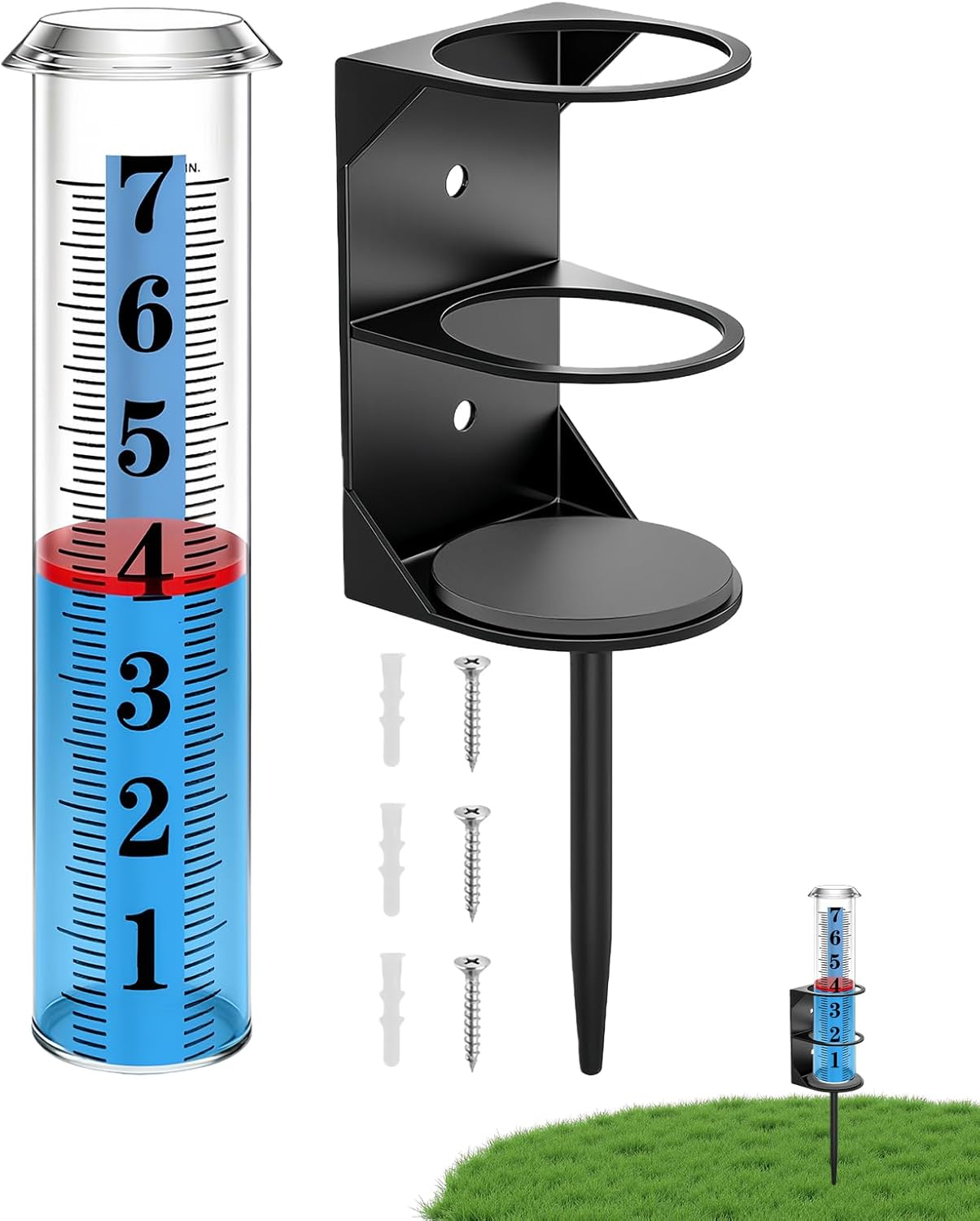 Rain Gauge with Stake | Accurate Easy-Read Meter | Stake Rain Gauge for Outdoors,For Gardener Farmer Weather-Enthusiast Homeowner Patio Lawn Terrace Courtyard Farm Greenhouse image number 3