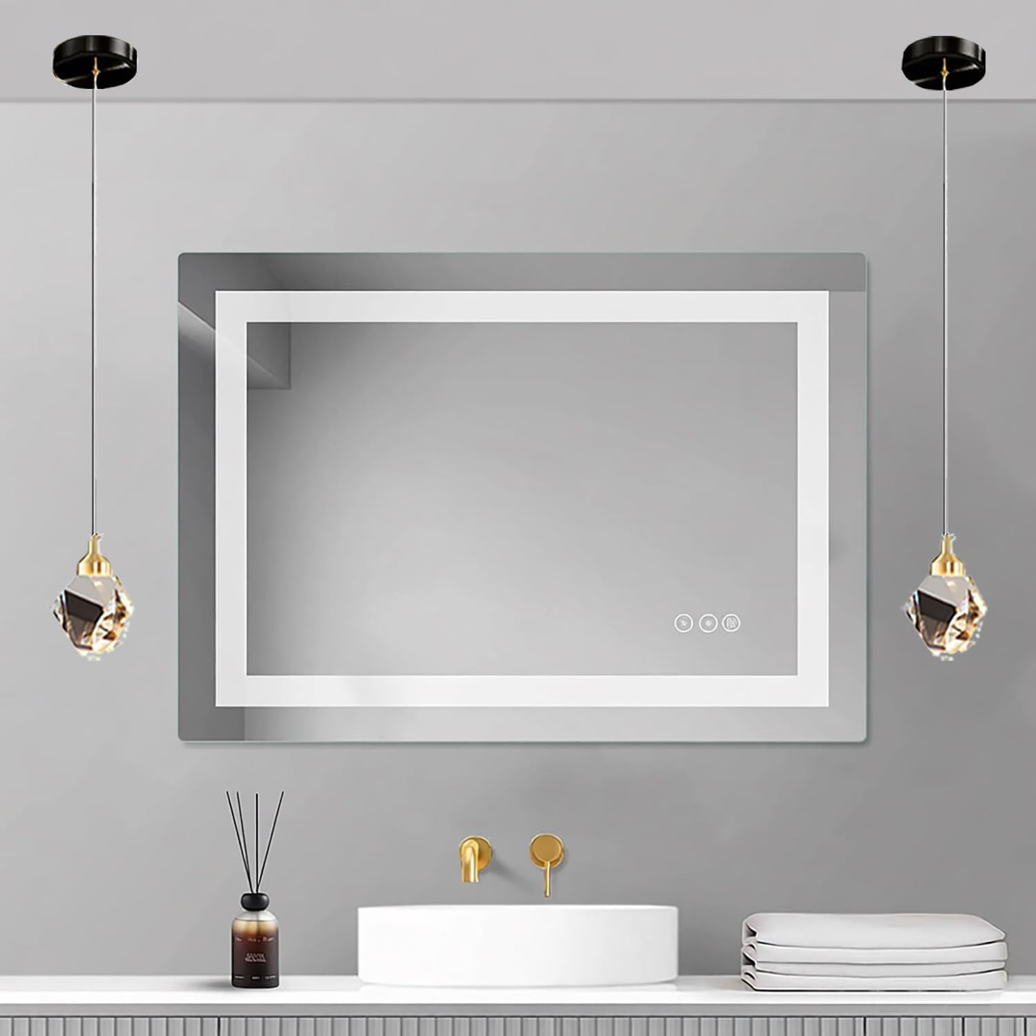 Modern Crystal Pendulum Light, 3-Color Led Suspender Lights, for Kitchen Bedroom Living Room Dining Room Lighting (Black) - Gold image number 3