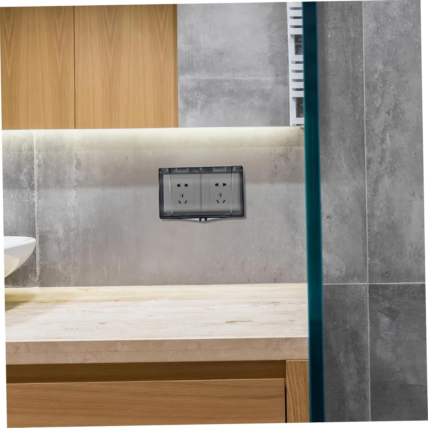 CLISPEED Waterproof Socket Cover Sticky Outlet Cover Socket Cover Self Adhesive Plug Protector Adhesive Outlet Cover Wall Socket Cover Electrical Appliance Plastic Power Supply image number 1