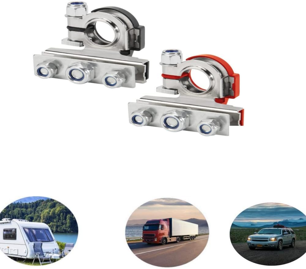Naisfei 2 Pcs Battery Terminal Clamp Connectors, Automotive 3 Way Battery Wire Cable Connector Kit, Positive and Negative Quick Release Disconnect for Car Boat Van image number 5