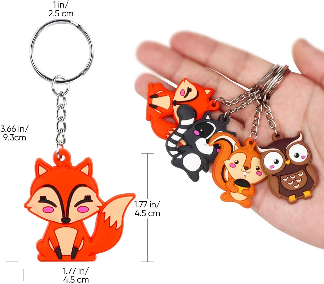 Imagitek 24 Pack Woodland Animal Keychains for Woodland Party Supplies Favors, Kids Party Bag Fillers, School Carnival Rewards image number 3