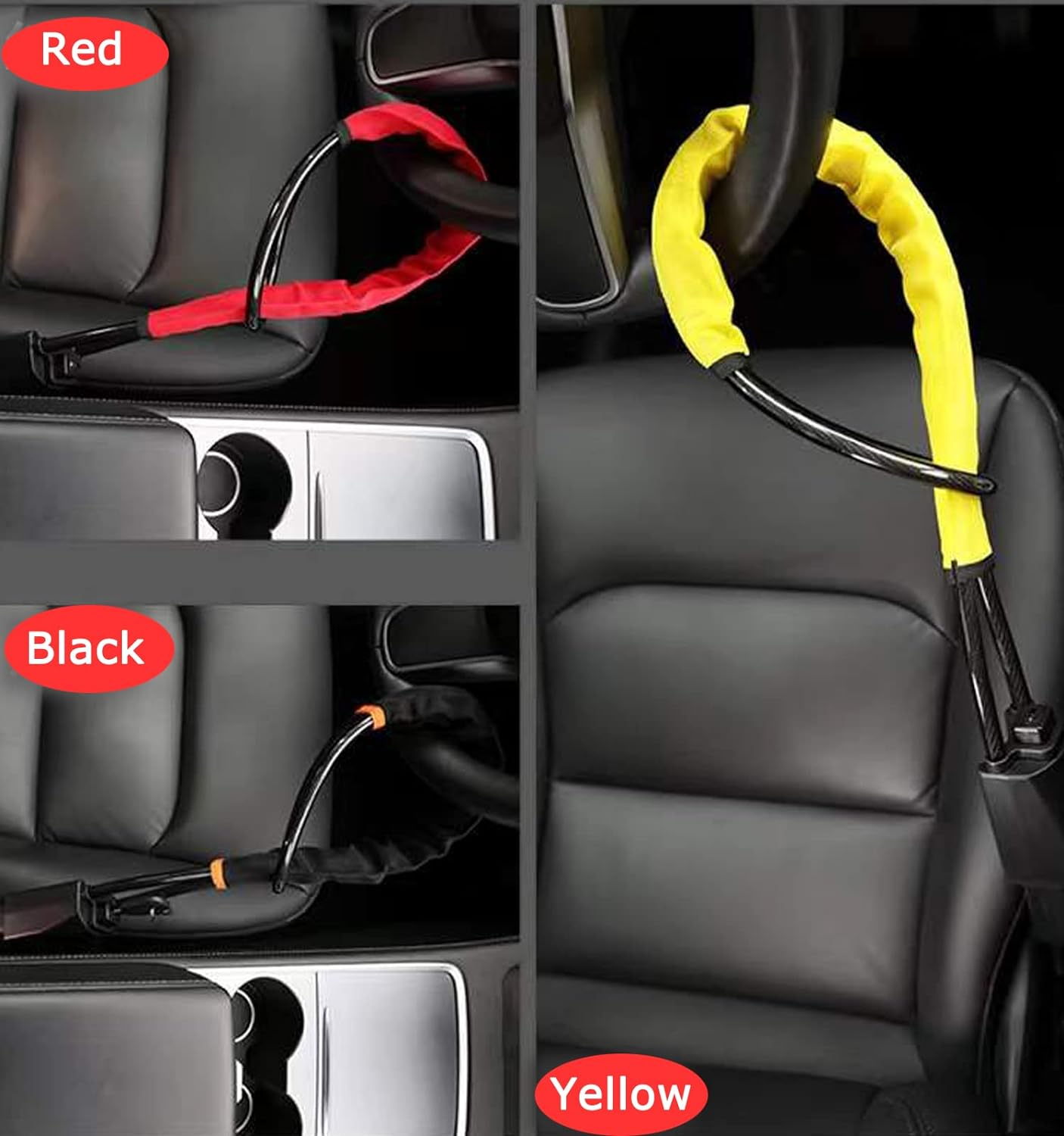 Steering Wheel Lock Seat Belt Lock anti Theft Device Car Lock Car anti Theft Prevention Security with 2 Keys Universal Fit Most Cars Vehicle Truck SUV Van (Red) image number 1