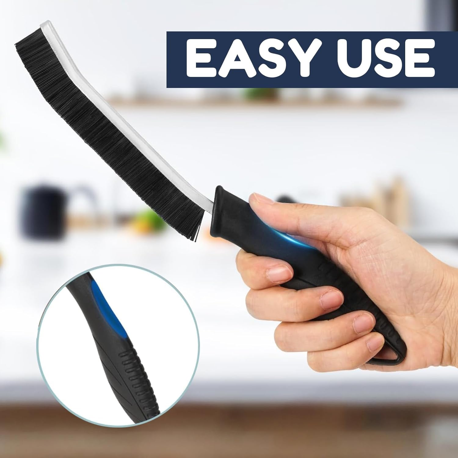 Heavy-Duty Crevice Cleaning Brush - Multi-Surface Hard Bristle Scrubber for Bathroom, Kitchen, Car, Grout & Tight Spaces, 25Cm Alloy Handle with Non-Slip Grip image number 6