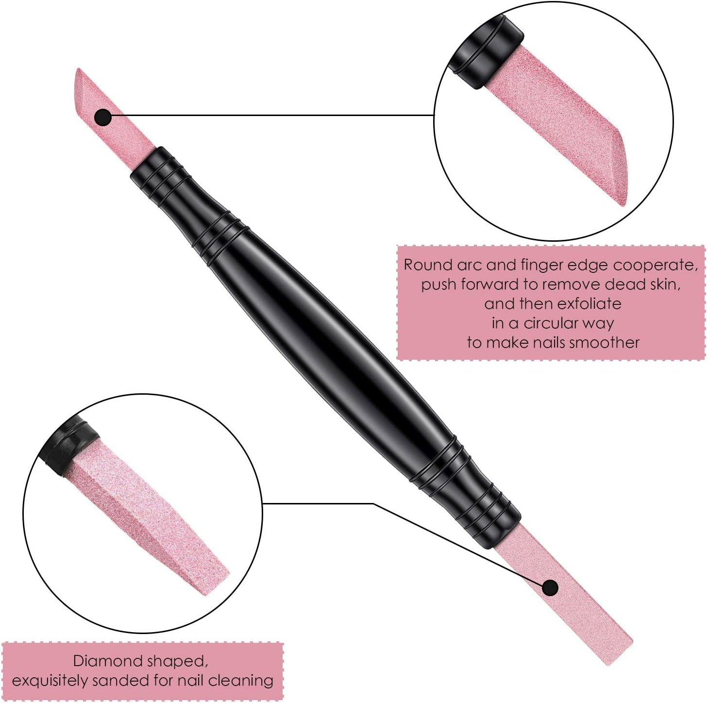 Mudder 6 Pieces Pumice Stone Nail File Stone Sanding Nail File Cuticle Remover Stick Double-Headed Polishing Pen for Household Beauty Salon Fingernail Toenail Peeling Dead Skin Repairing image number 4