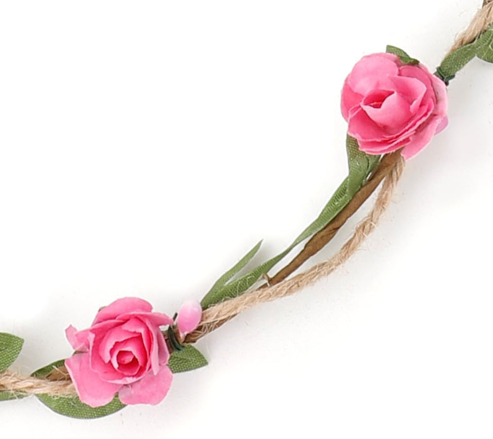 Flower Crown Headband, Festival Flower Headband, Floral Hair Wreath, Artificial Flowers, Female, Set of 4 image number 2