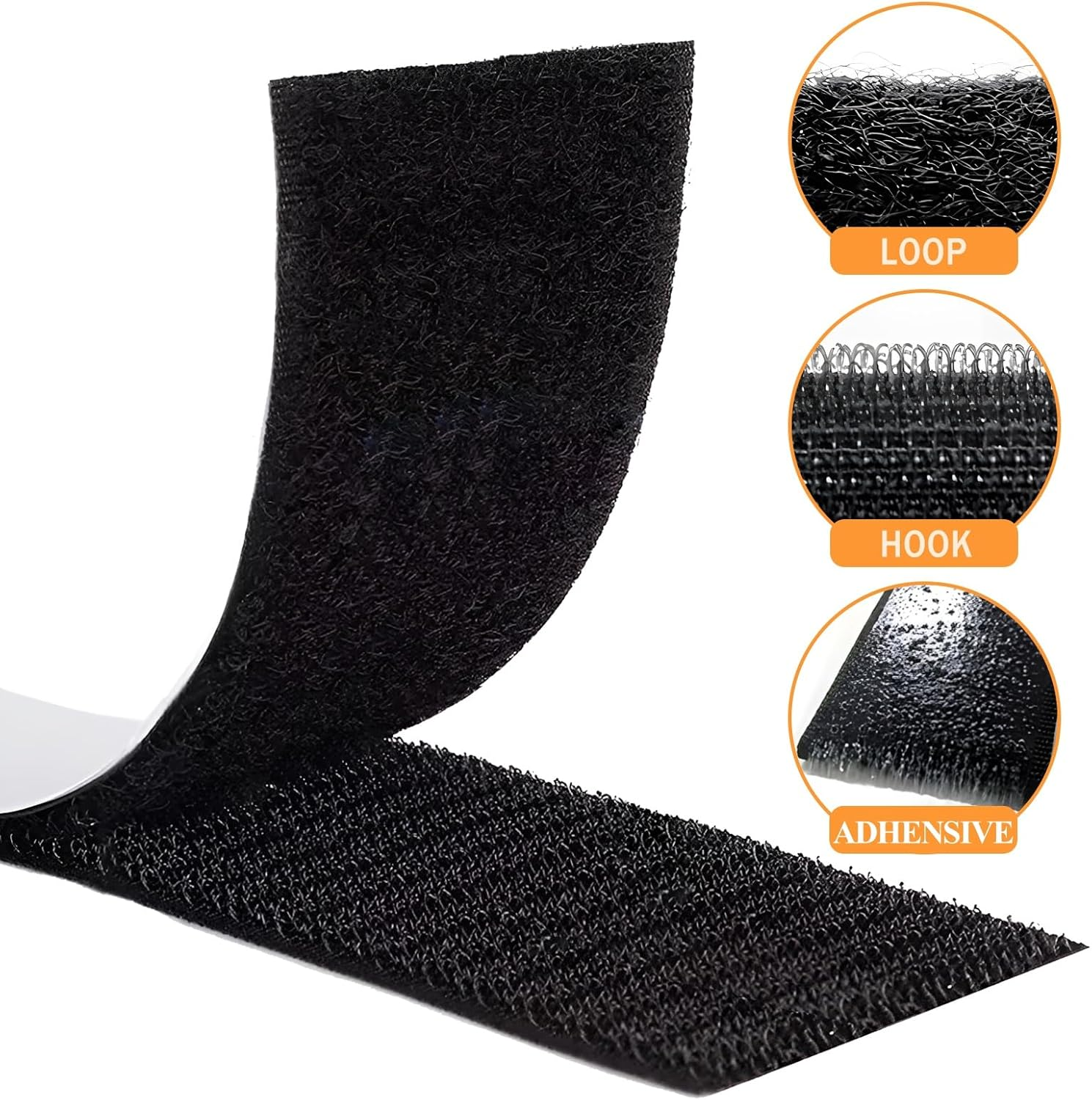 ZCOINS 2In X 16.4Ft Self-Adhesive Hook and Loop Strips Tape Roll Heavy Double Sided Sticky Duty Strips Industrial Strength Sticky Fastener Interlocking Fastener (Black)