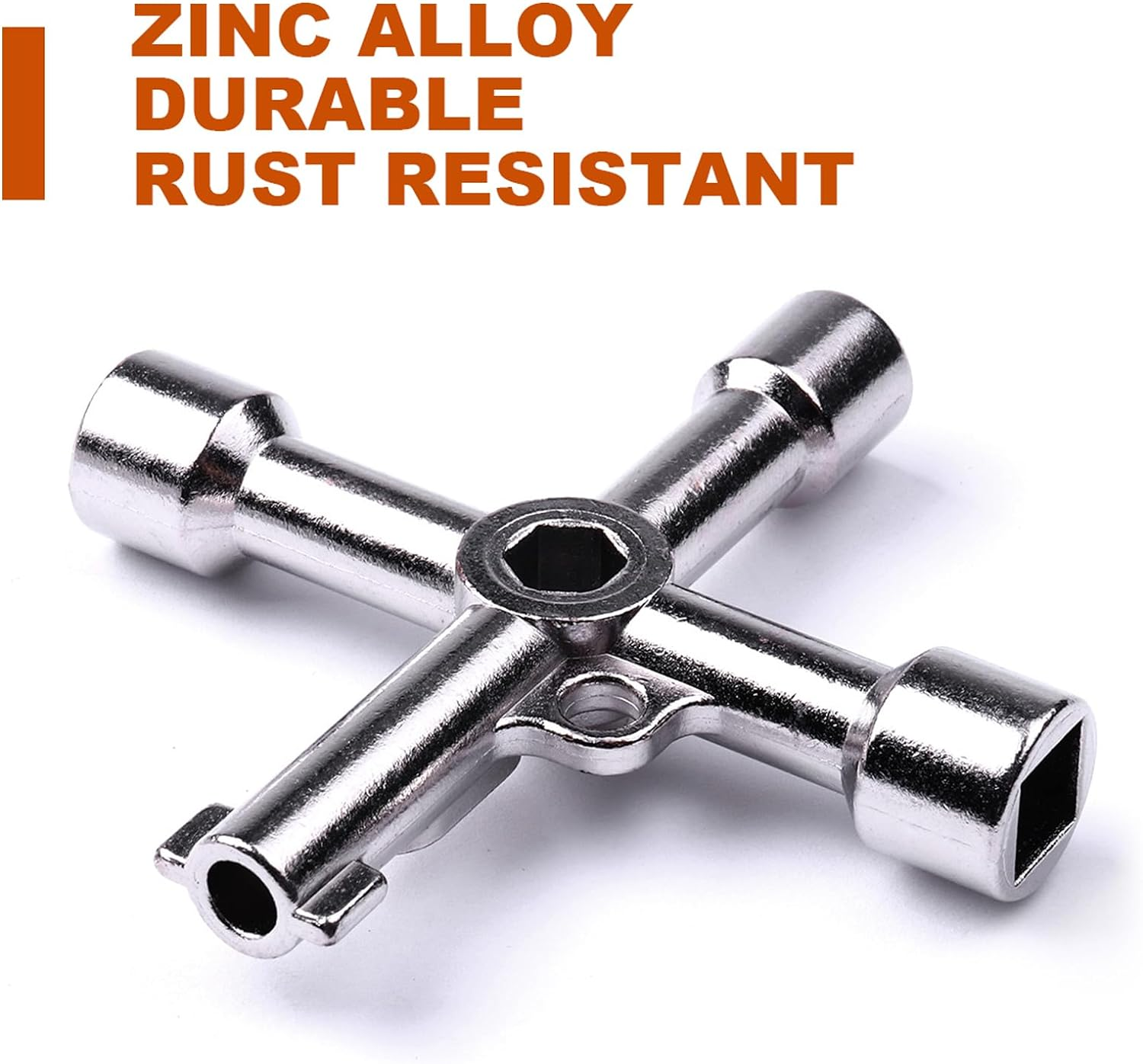 ATOPLEE 4-Way Utilities Key - Triangle/Square/Panel Cross for Faucet, Gas Meter, Valve, Spigots, Electrical Cabinet Opening image number 6