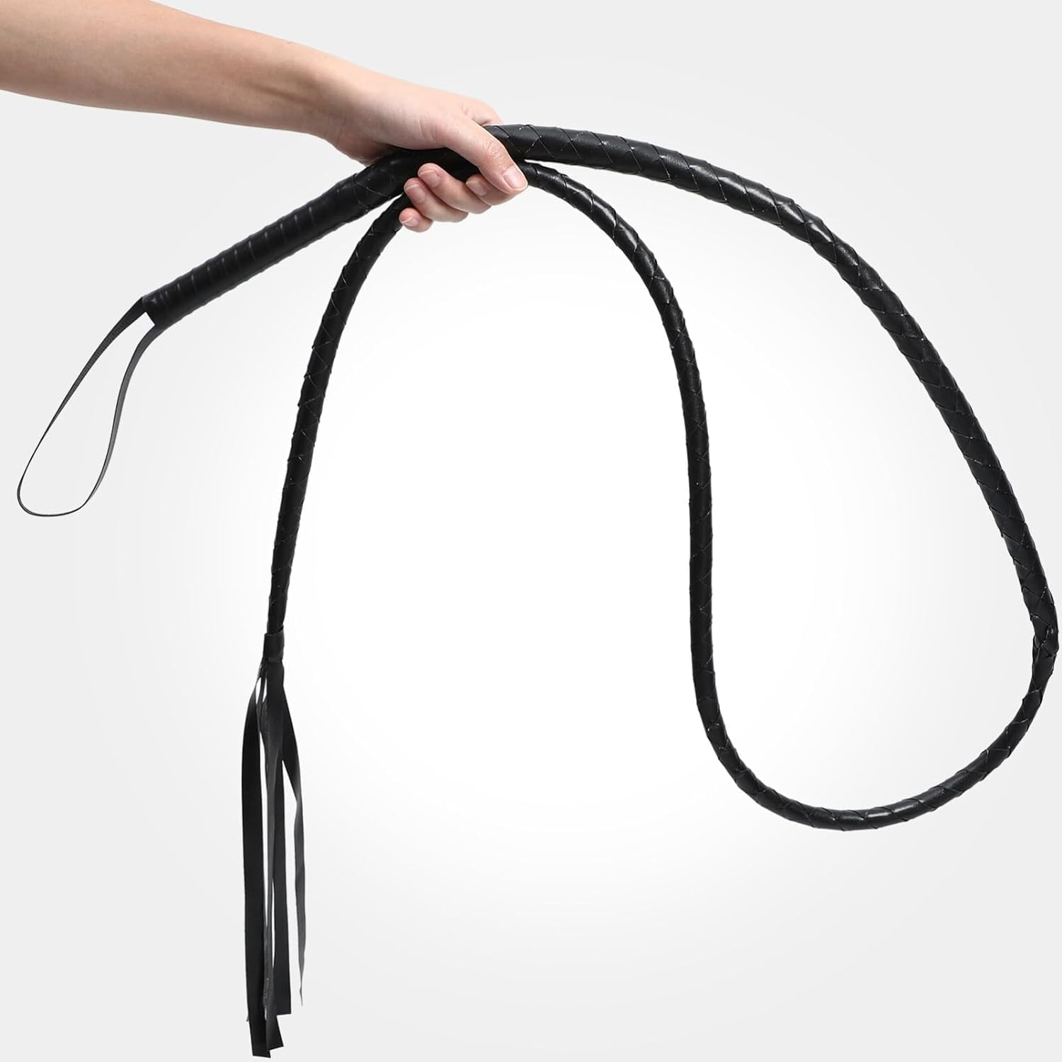 210Cm Horse Riding Crop，Handle Flogger Whip Tickler Role Play Prop Hen Party Accessories - Black image number 4