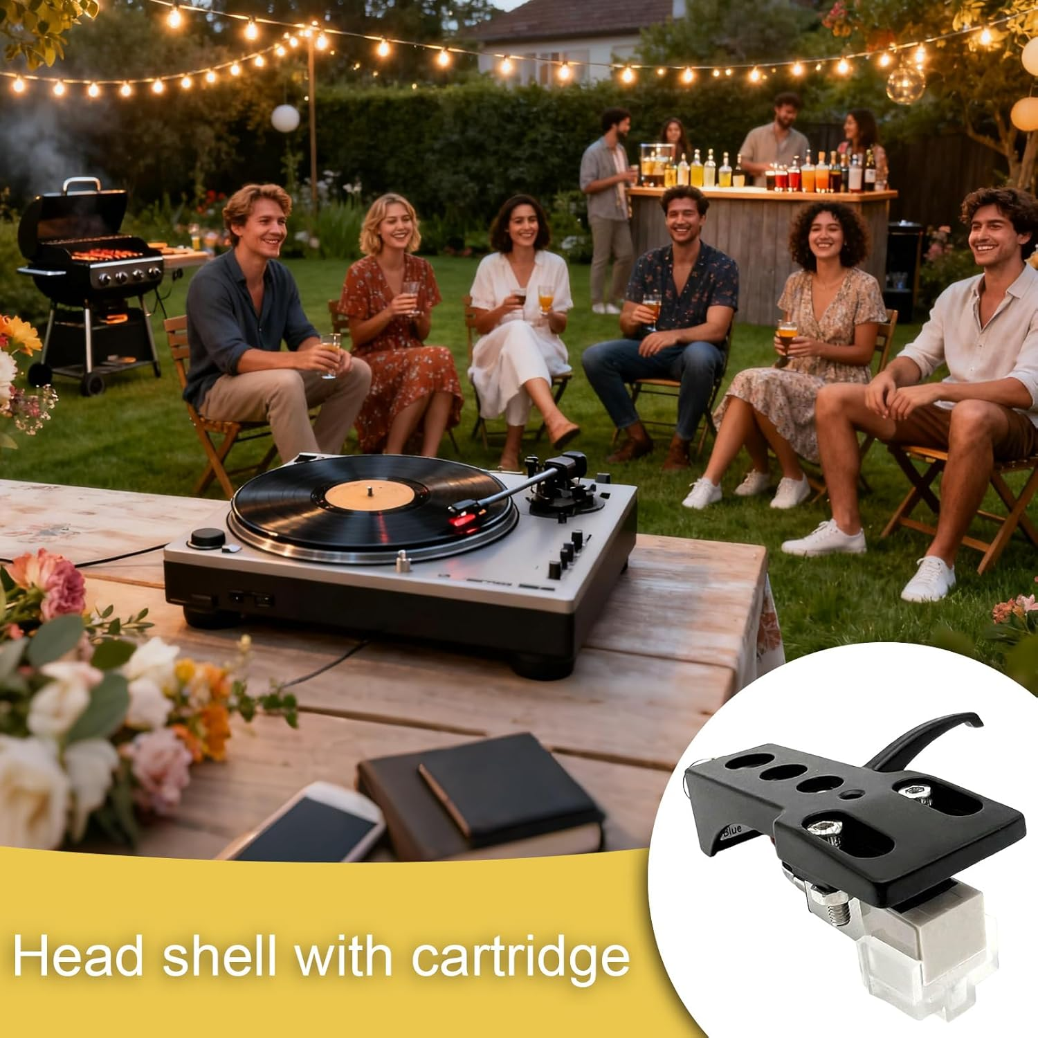 Turntable Cartridge - 3.1Cm Phono Cartridge, Conical, Adjustable Easy Mount Record Player Pickup Delivering Stable Tracking Balanced Output and High Fidelity Sound for Home Audio Systems