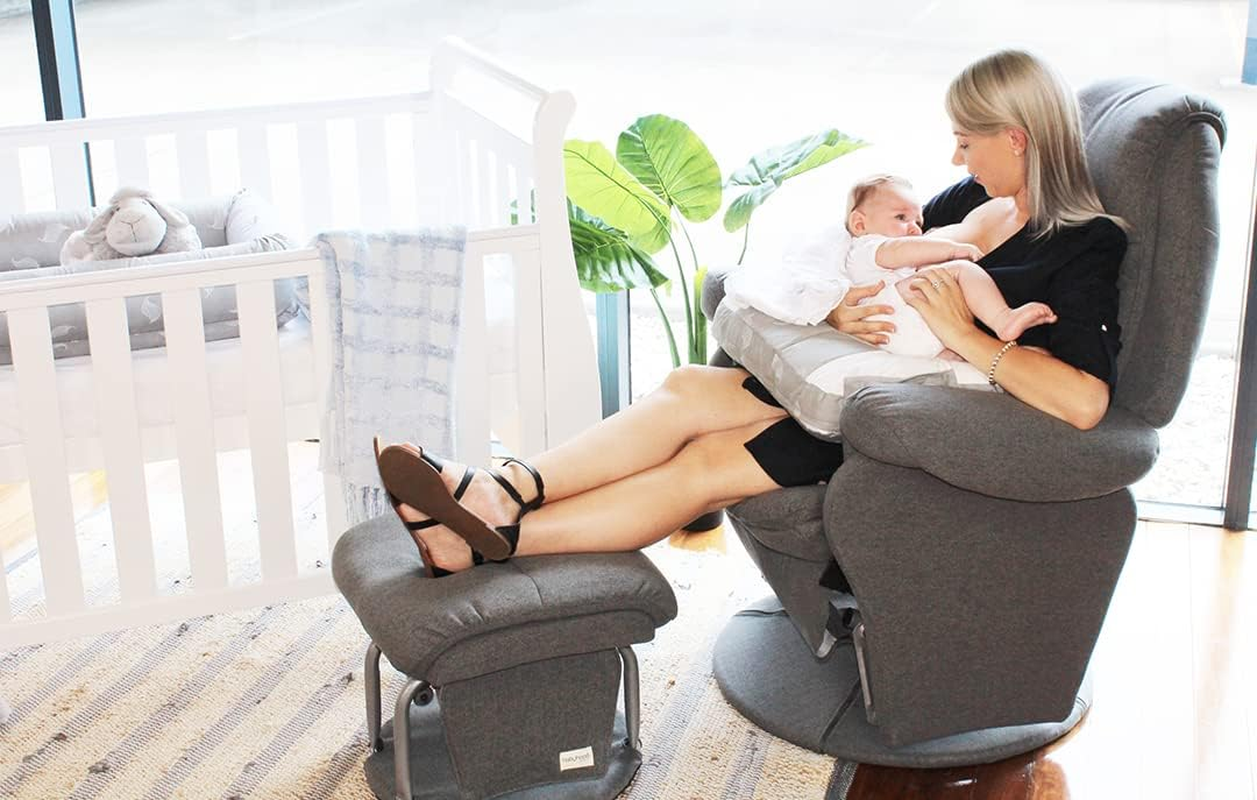 Babyhood Vogue Feeding Glider Chair and Ottoman, Charcoal