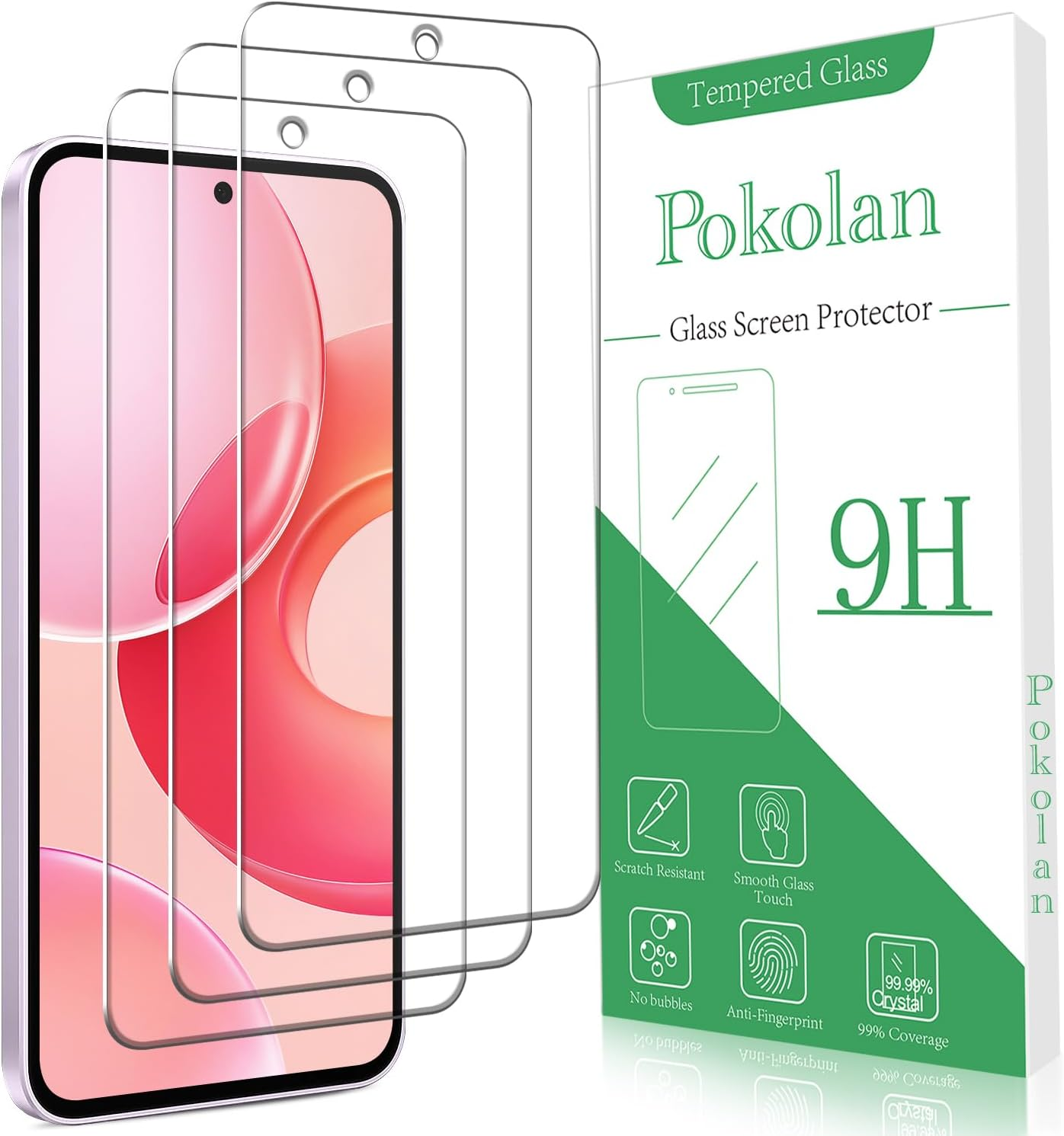 Pokolan 3 Pack Screen Protector for Samsung Galaxy A36 5G Tempered Glass, 9H Hardness, Case Friendly, anti Scratch, Bubble Free, Easy to Install image number 4