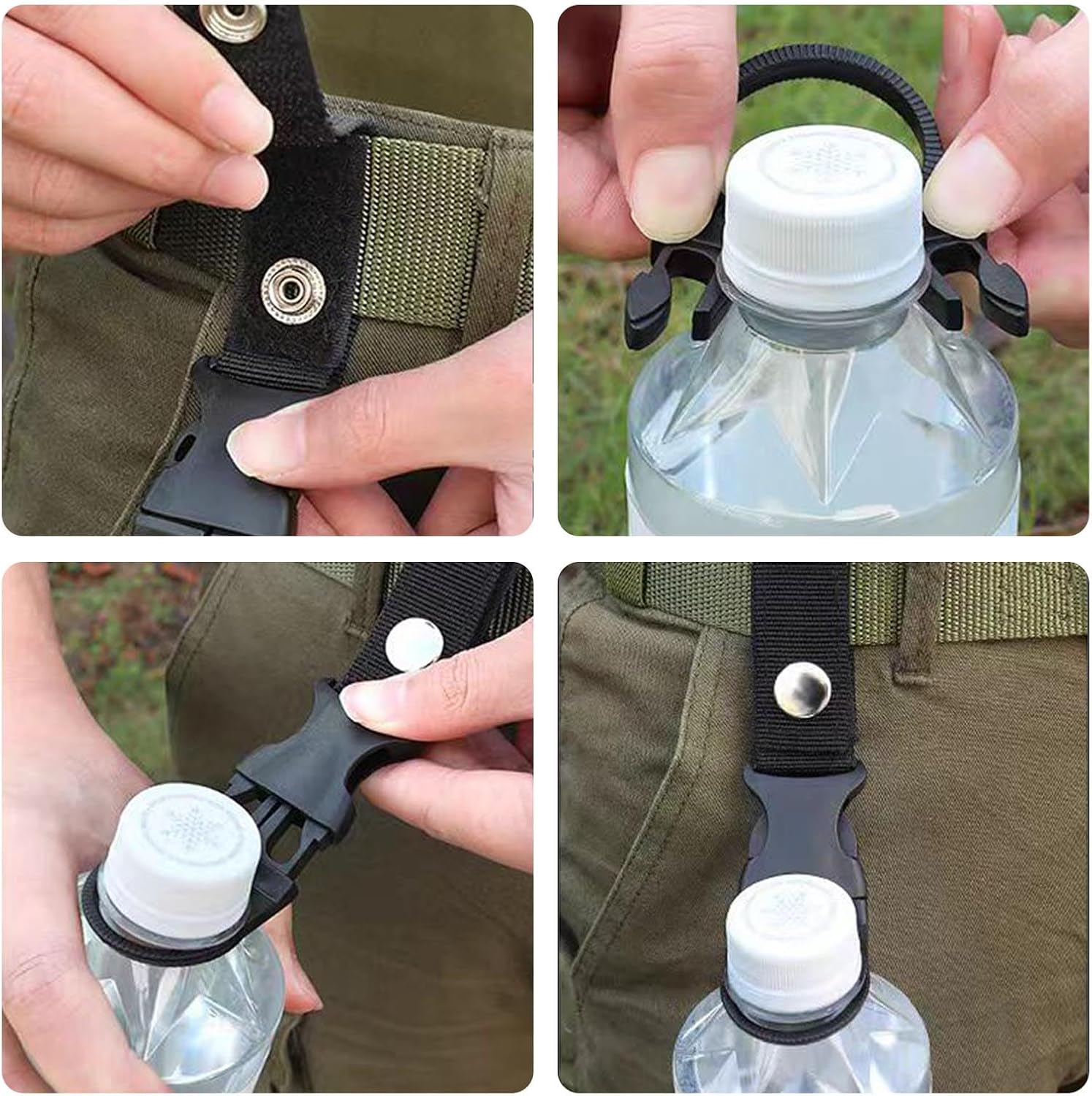 3 Pcs Water Bottle Holder with Belt Clip,Adjustable Hanging Buckle Clip for Backpack & Belt,Hands-Free Outdoor Accessories for Hiking, Camping (Black) image number 2
