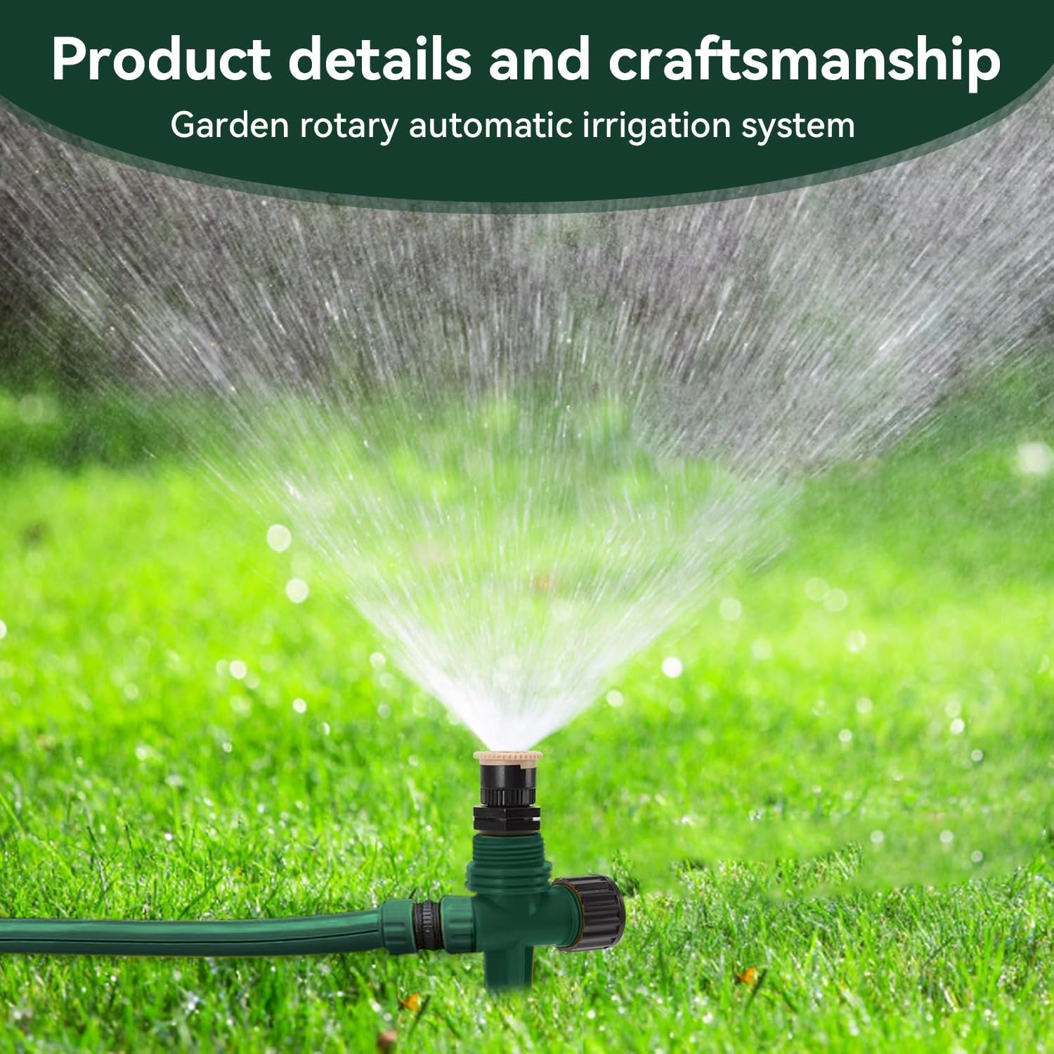 3 Pack Lawn Sprinkler Garden Sprinklers Automatic 360&deg; Rotating Adjustable Watering System for Yard Garden Lawn Large Coverage Area (Connector NOT Included) image number 6