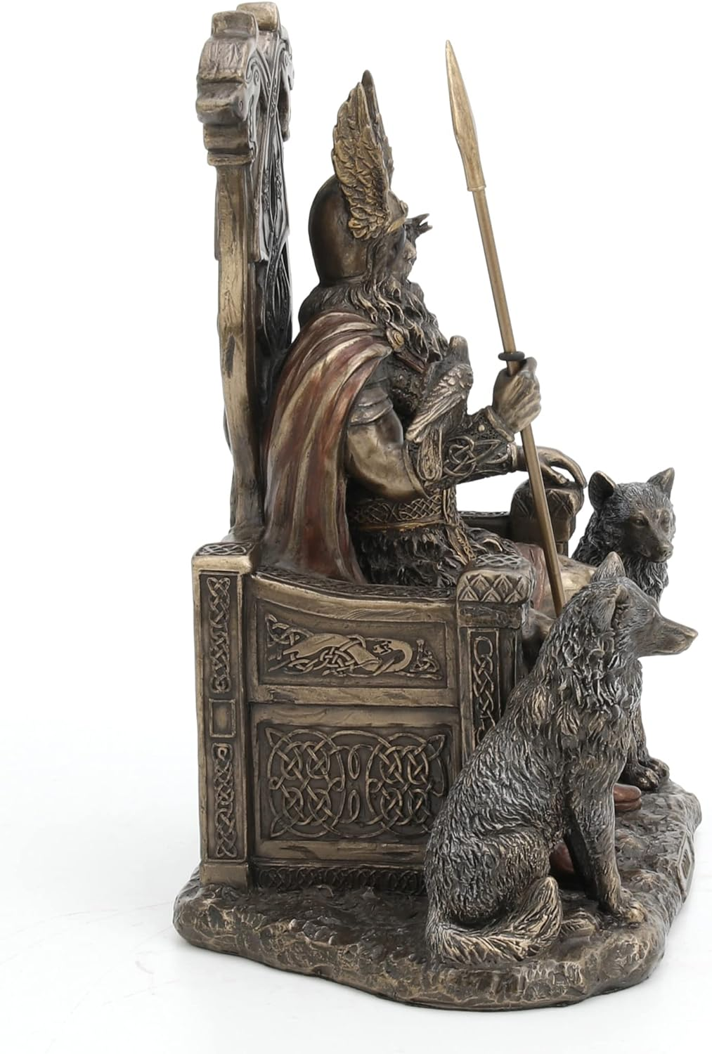 Veronese Design Resin Statues Norse God Odin on Throne with Wolves Bronze Finished Statue 7 X 10.25 X 4.75 Inches Bronze