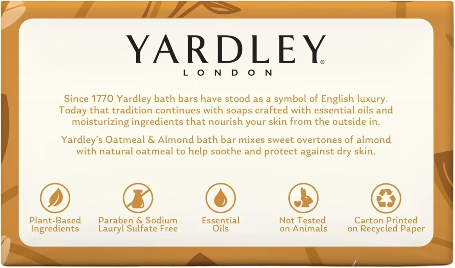 Yardley London Moisturizing Bar Oatmeal & Almond with Natural Oats 4.25 Oz (Pack of 3) image number 2
