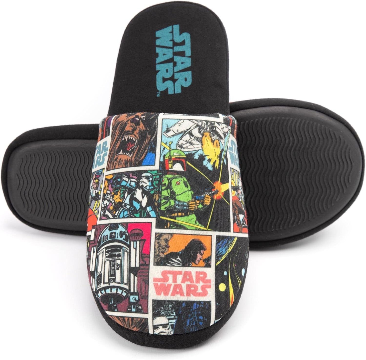 STAR WARS Slippers Mens Adults Comic Slip-On Black House Shoes image number 5