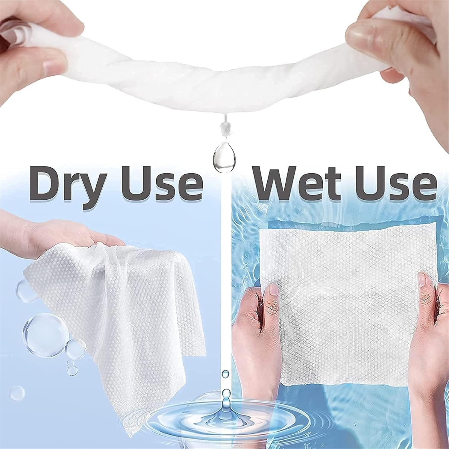 200 Sheets Disposable Facial Towel, 100% Cotton Fiber Dry Wipes, Dry and Wet Use Cleaning Wipes for Sensitive Skin, Makeup Removing, Surface Cleaning