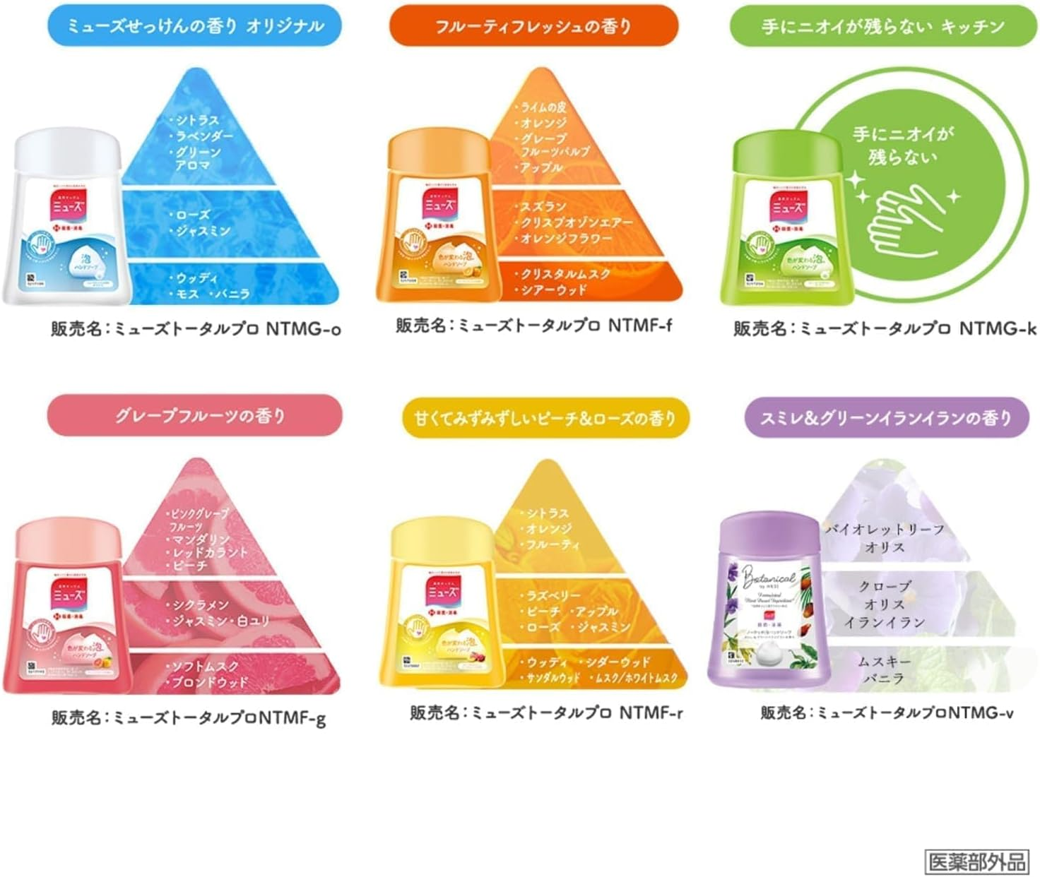 Japan Health and Beauty - Muse No-Touch Foam Hand Soap Refill Variety Set (Original / Kitchen / Green Tea / Grapefruit Each 250Ml) (About 1000 Times) Automatic Dispenser Sterilization Moisturizing *AF27* image number 4