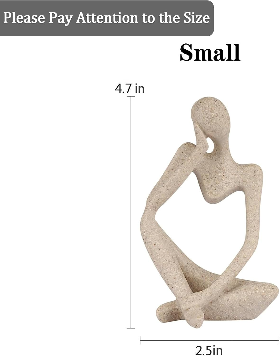 Heatunk Sandstone Resin Thinker Style Abstract Sculpture Statue - Collectible Figurine for Home, Office, Bookshelf, Desktop Decor-Small Sandstone Left